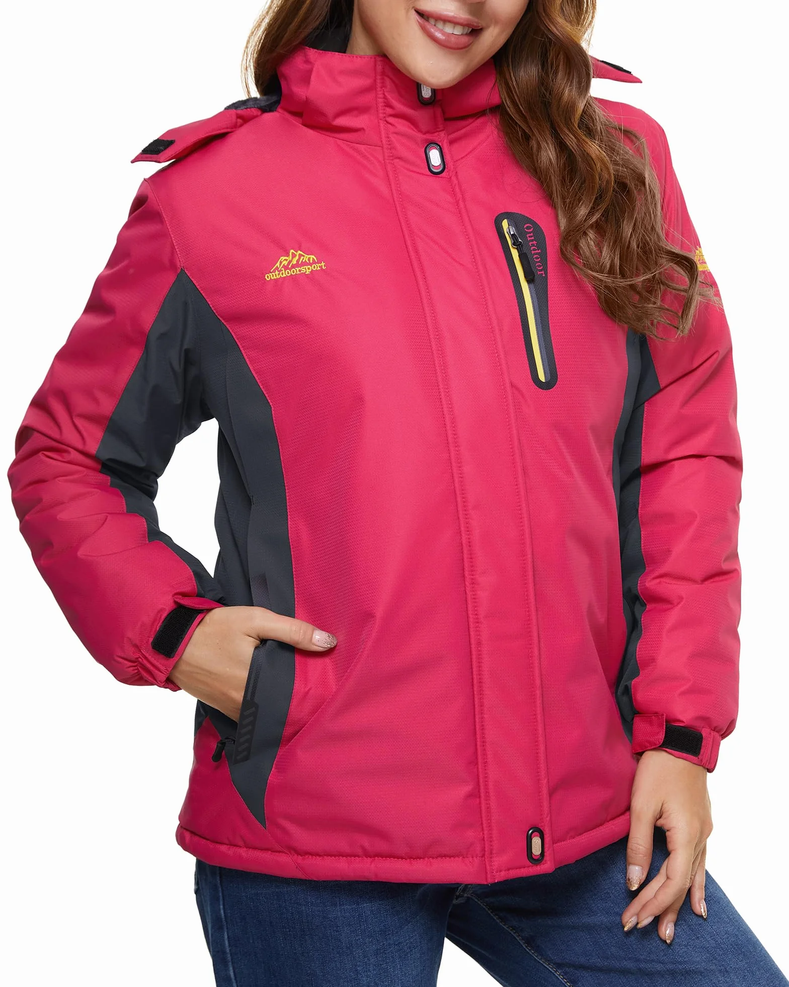 TACVASEN Chaqueta de Esquí para Mujer Chaqueta Impermeable para Senderismo al Aire Libre Chaquetas Polares de Invierno Softshell