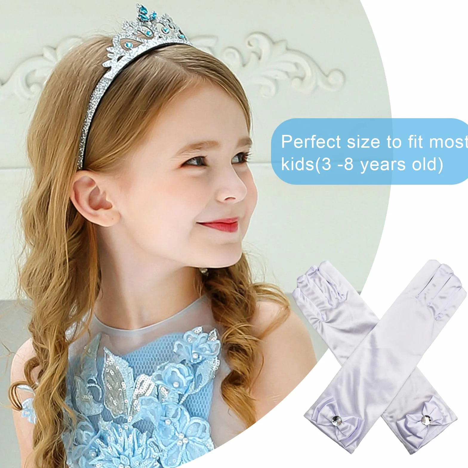 Guantes de Raso para NiñOs, Guantes Largos con Lazo y Diamantes para Boda, Guantes de Vestir, NiñA de Las Flores, CumpleañOs, CelebracióN de Fiestas, Guantes para Fiestas de Disfraces