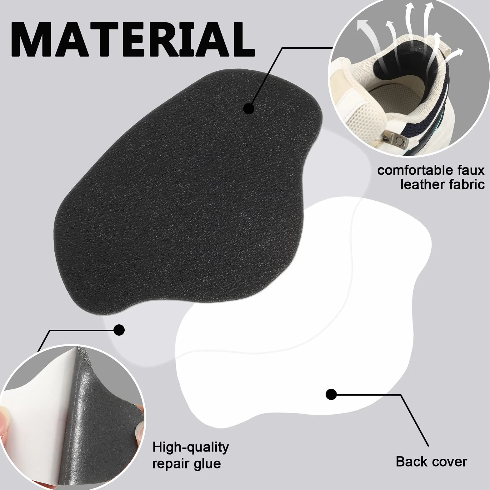 8 Pares de Reparación de Talón Zapato Reparación de Orificio de Zapatilla Parche de Zapatilla Parche Autoadhesivo de Talón de Zapato Parche de Prevención de Roto de Zapato, Grande y Pequeño