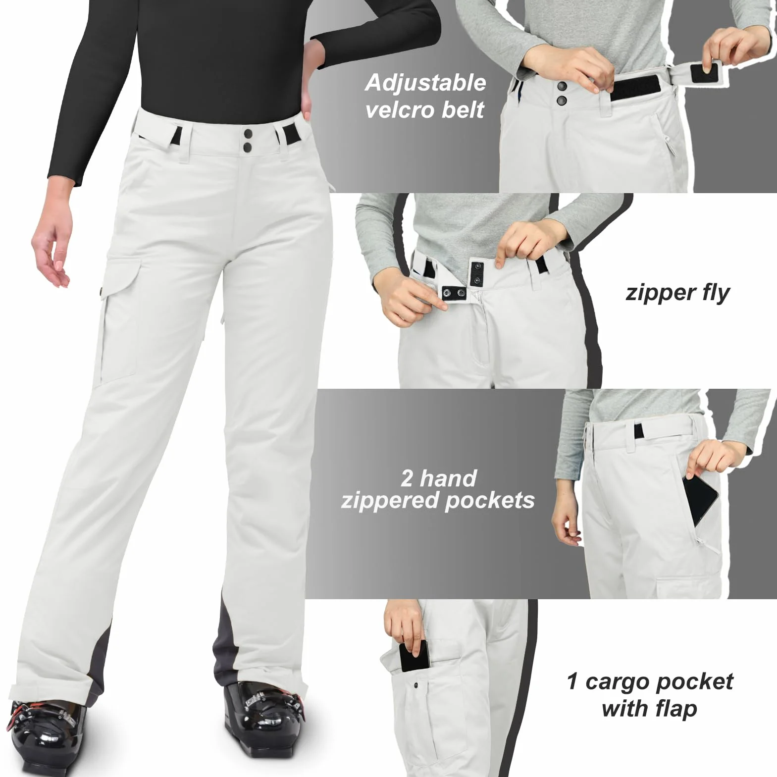 33,000ft Pantalones de esquí para mujer, impermeables, resistentes al viento, softshell, con forro cálido, térmicos, para senderismo, invierno