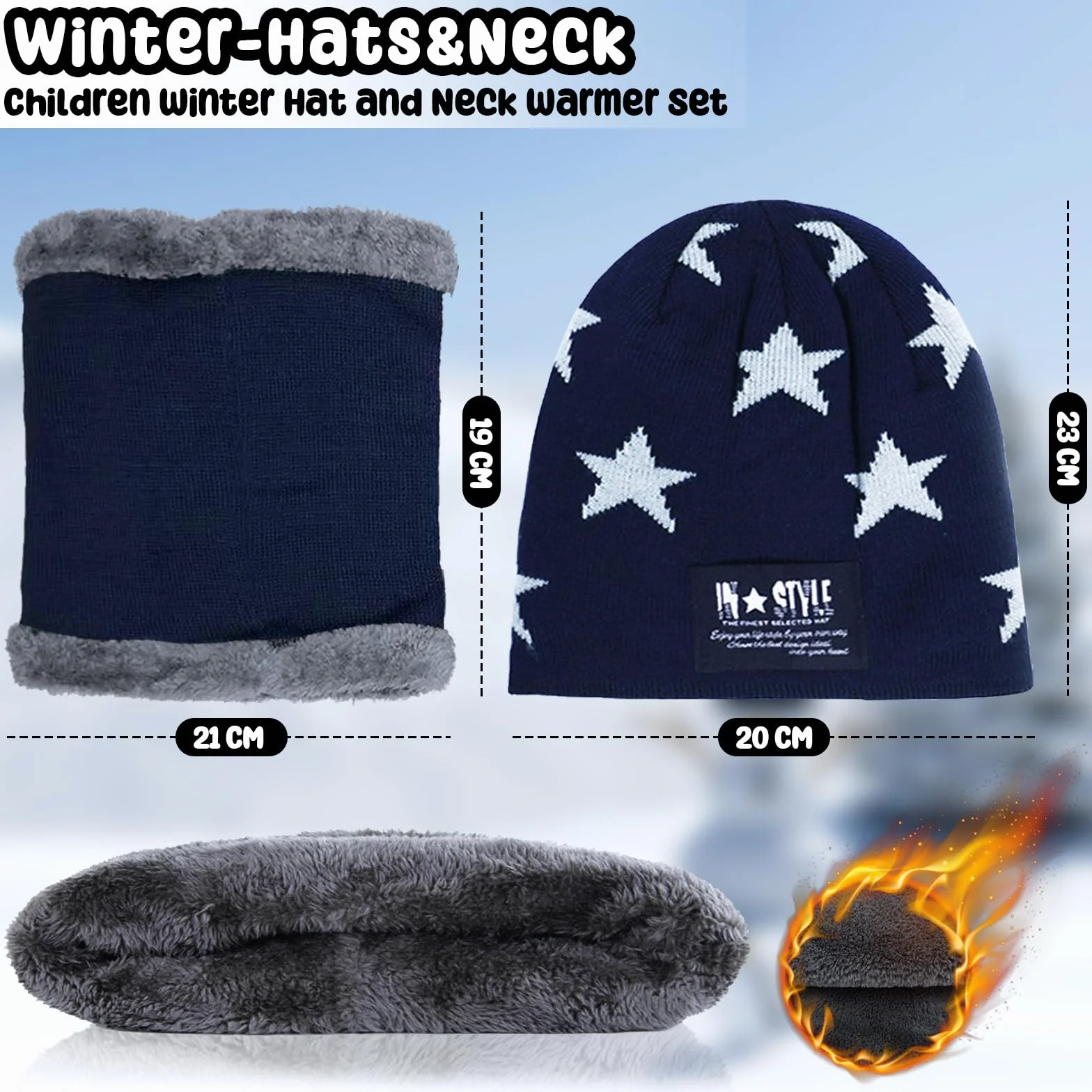Gorro de Invierno y Braga Cuello Niño, Sombrero de Invierno Bufanda para Niños, Conjunto de Gorro y Bufanda de Tubo Regalo Para Niños Niñas 5-14 Años