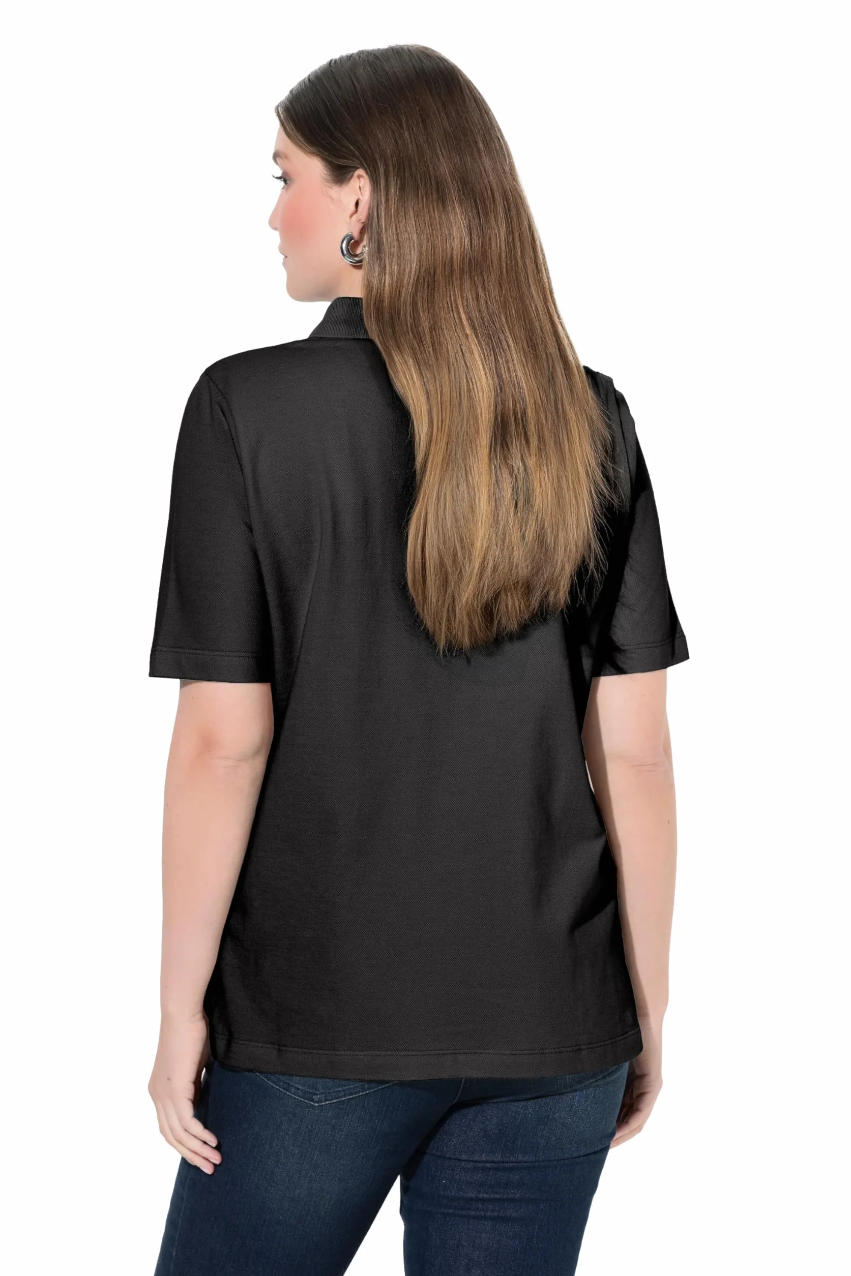Ulla Popken Poloshirt, Längere Knopfleiste, Polokragen, Halbarm Camiseta Mujer (Pack de 1)