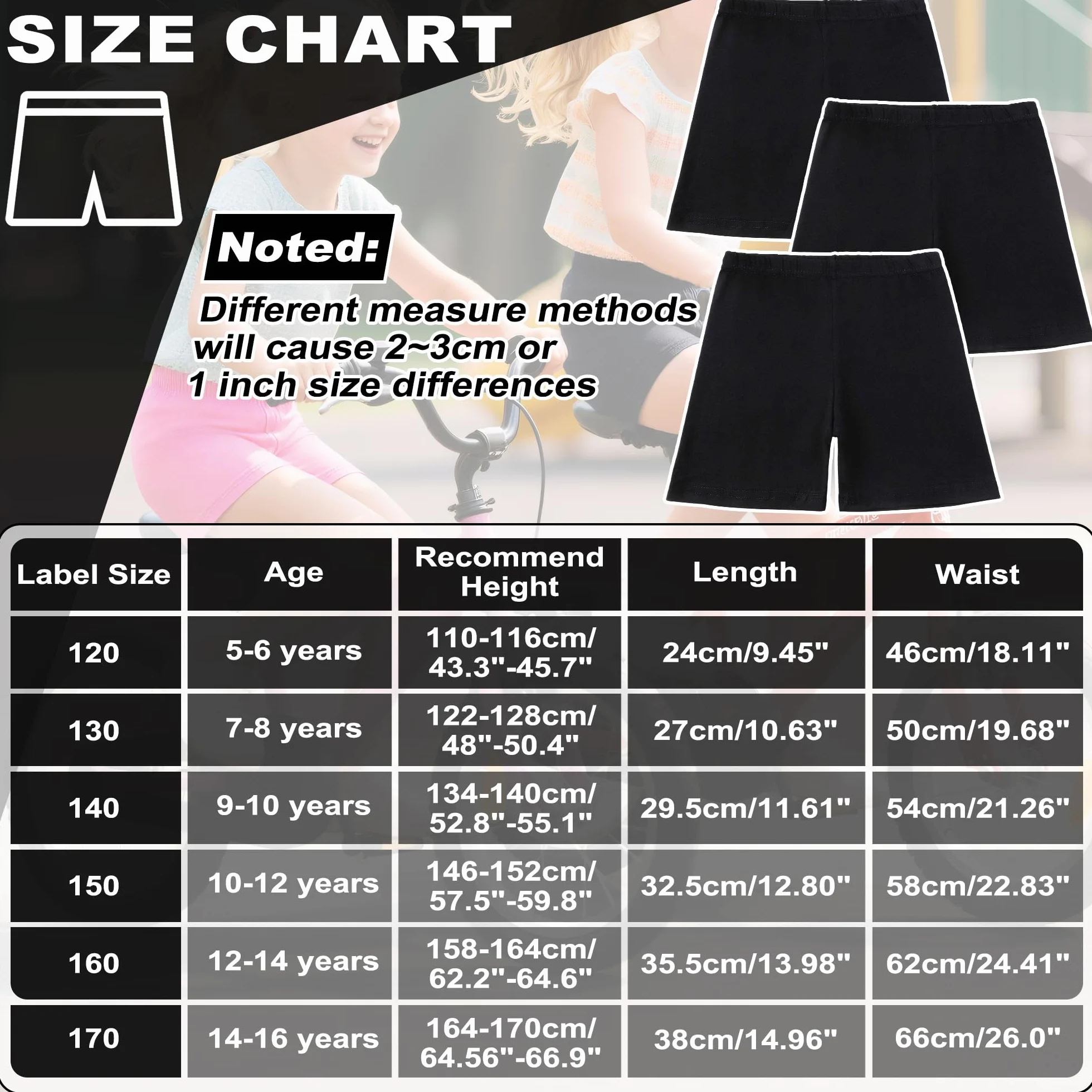 JinBei Pantalones Cortos para Niña Verano Mallas De Ciclismo Culotte Leggings Niños Cintura Elástica Transpirables Algodón Shorts Deportivos Ropa Pack de 3 Pantalon, 5-16 Años