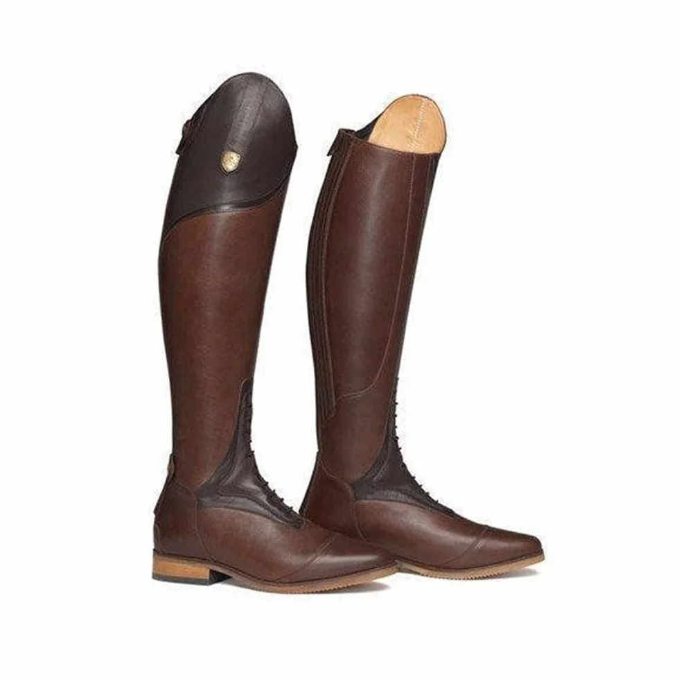 Botas Ecuestres para Mujer Botas De Caballero Retro De Cuero De PU con Cordones Botas De Montar para Señoras para Carreras De Caballos Al Aire Libre hasta La Rodilla (Brown,38)