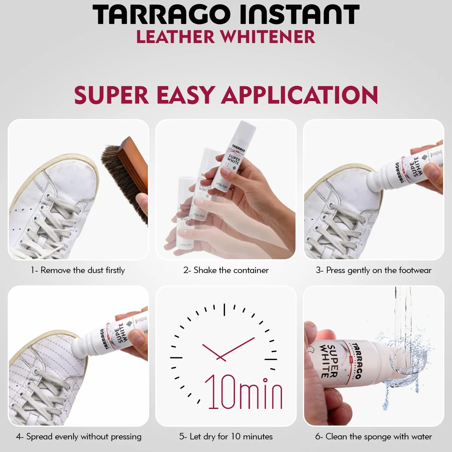 Tarrago Super White 75 ml | Blanqueador para Calzado | Apto para cualquier Superficie: Cuero, Piel Lisa, Piel Sintética y Lona | Para Zapatos y Zapatillas