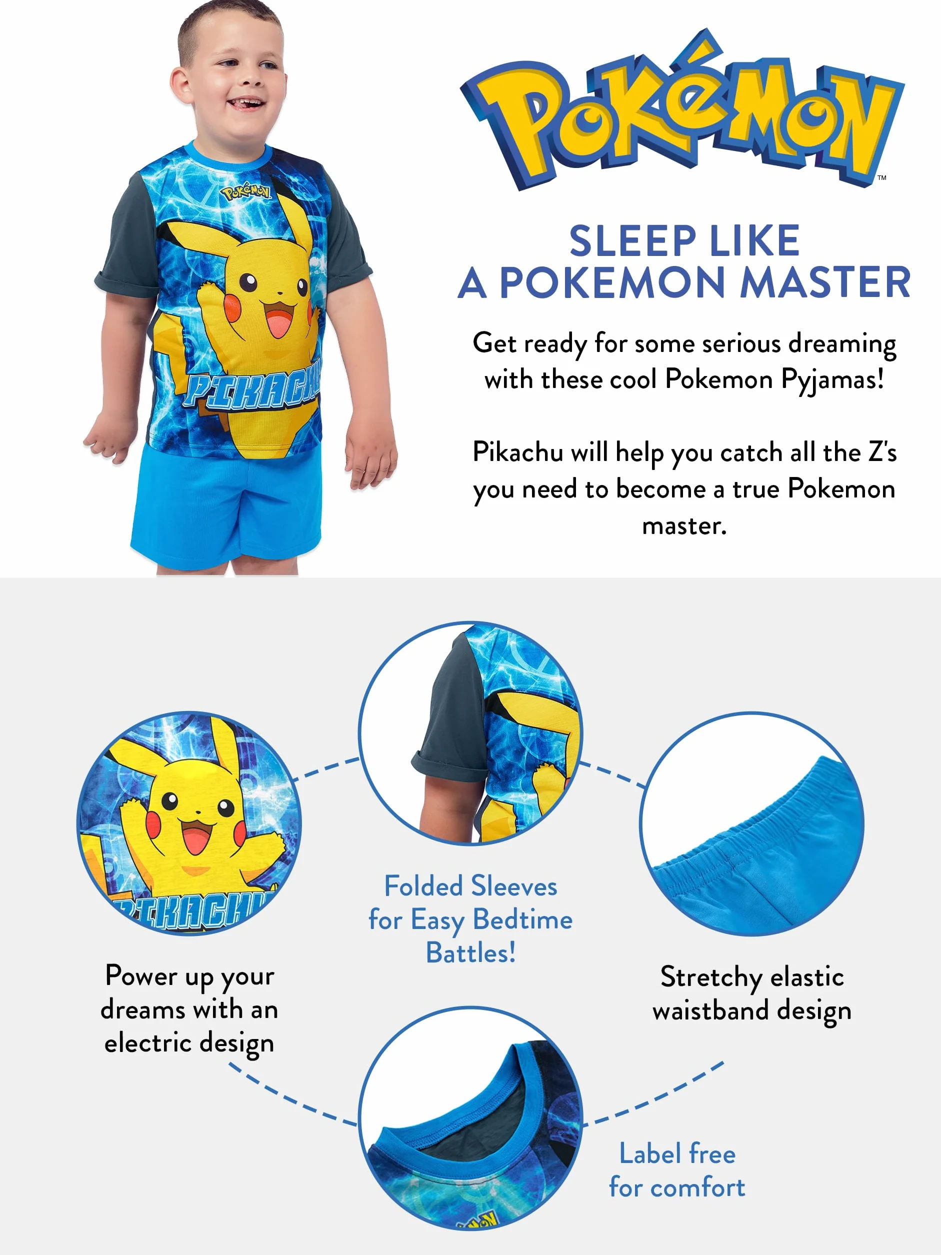 Pokemon Pijama Niño | Pijama Corta Pikachu | Pijamas niño Verano