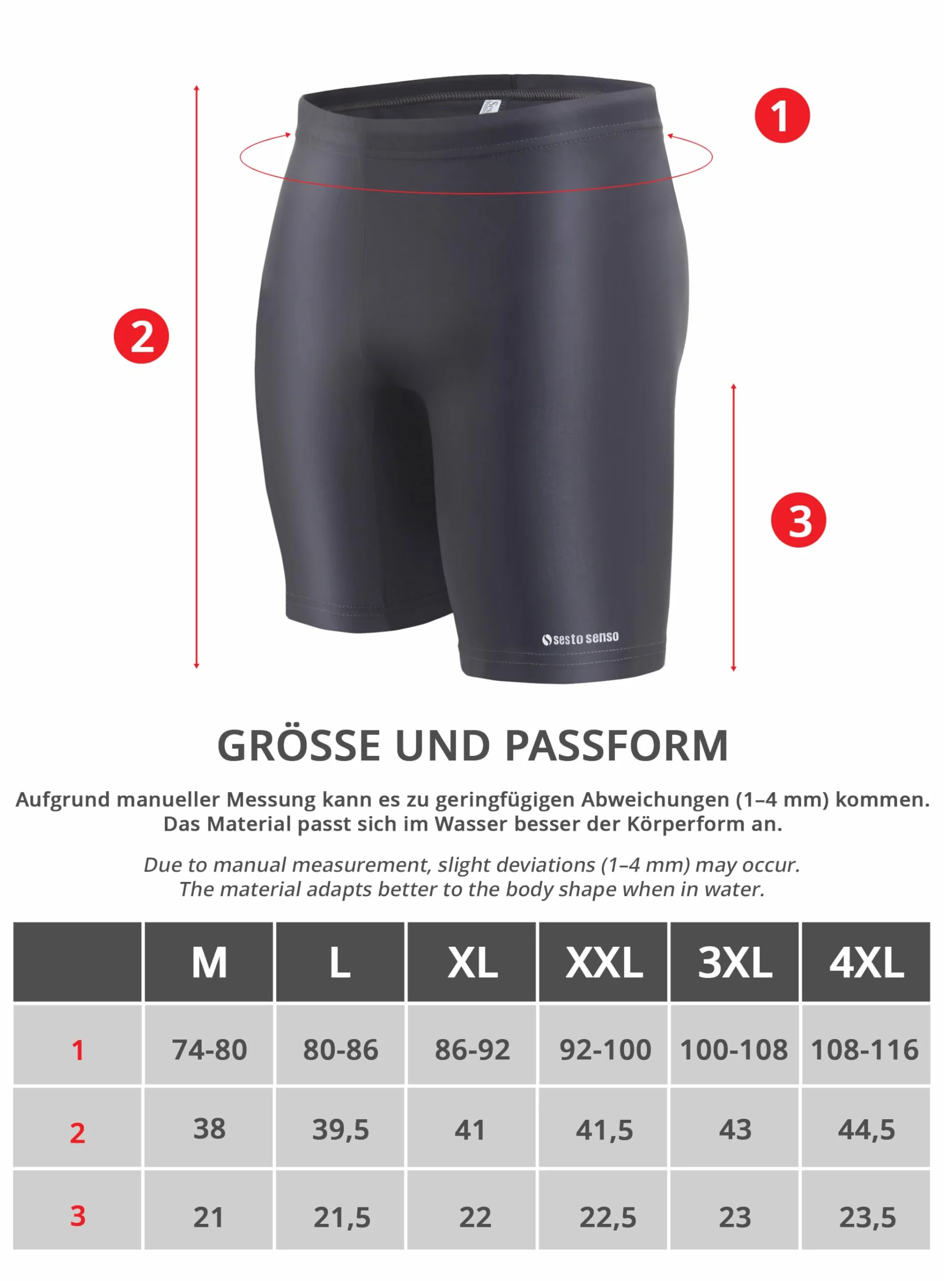 Sesto Senso bóxer de natación para Hombre Traje de baño Largo Ajustado Surf Vela Deportes acuáticos