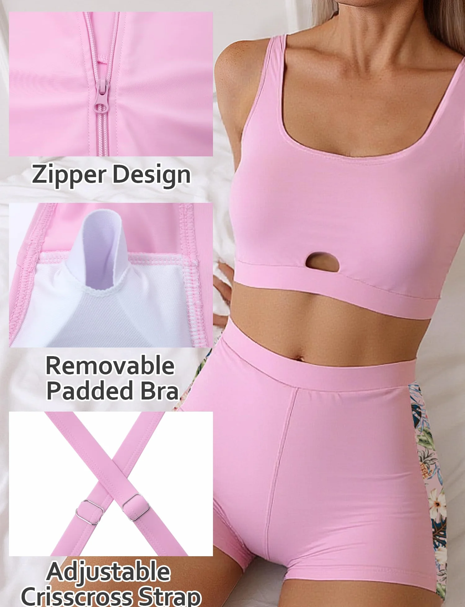 Rashguard - Conjunto de camiseta de surf para mujer, con tankini + pantalones cortos S-XXL