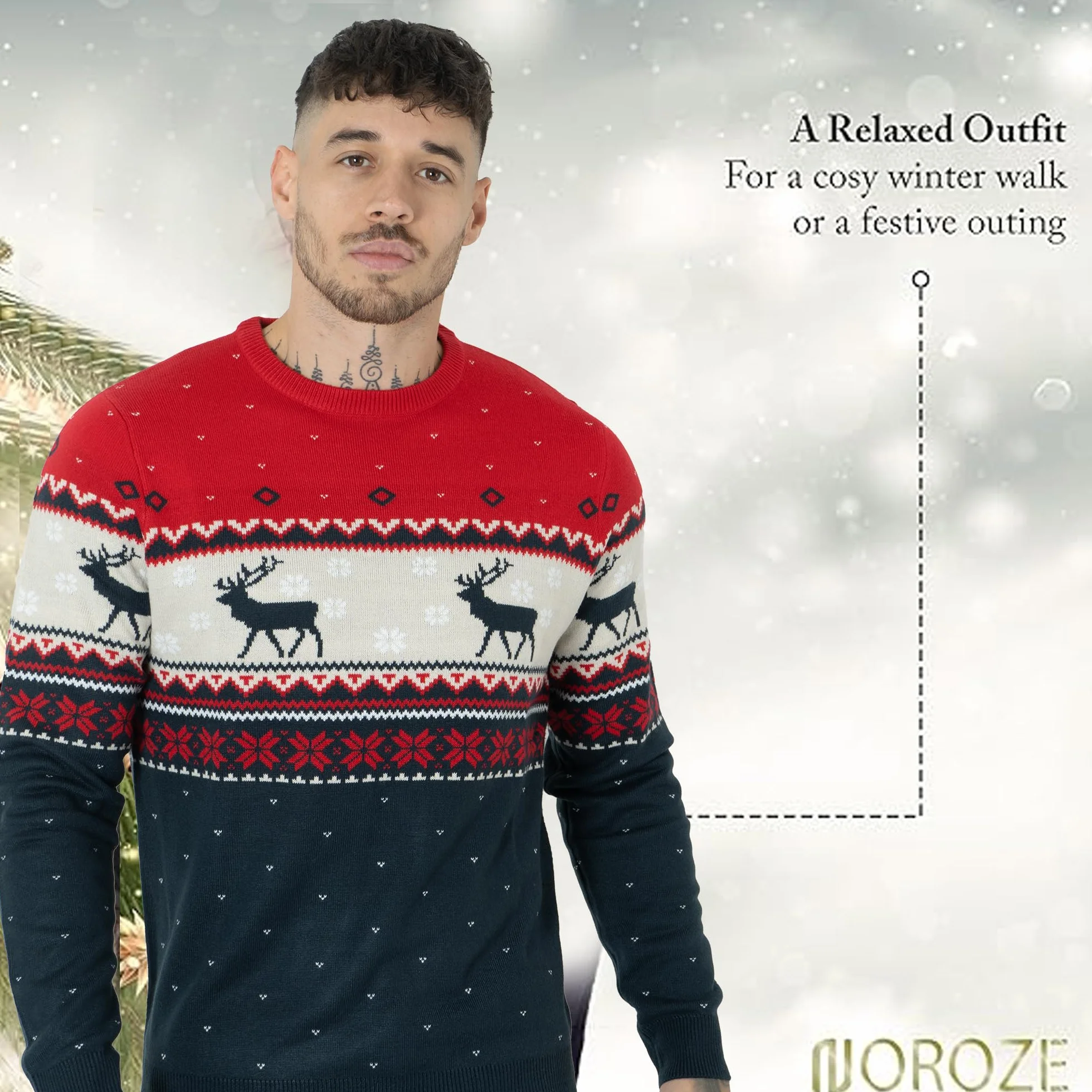 NOROZE Suéter de Navidad de Punto para Hombre y Mujer, Unisex, de Primera Calidad, de Punto Jumper Pulóver