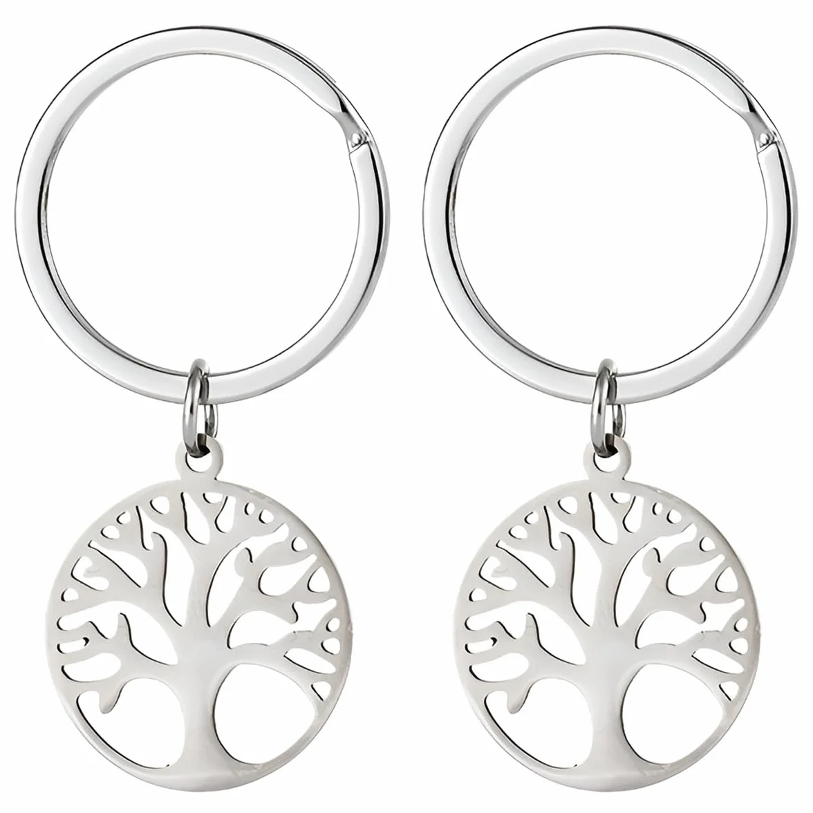 2 piezas Llavero Árbol de la Vida Llavero Vikingo Símbolo Nórdico Llavero Acero Inoxidable Colgante Árbol de la Vida Llavero para Amigo Familia Cumpleaños