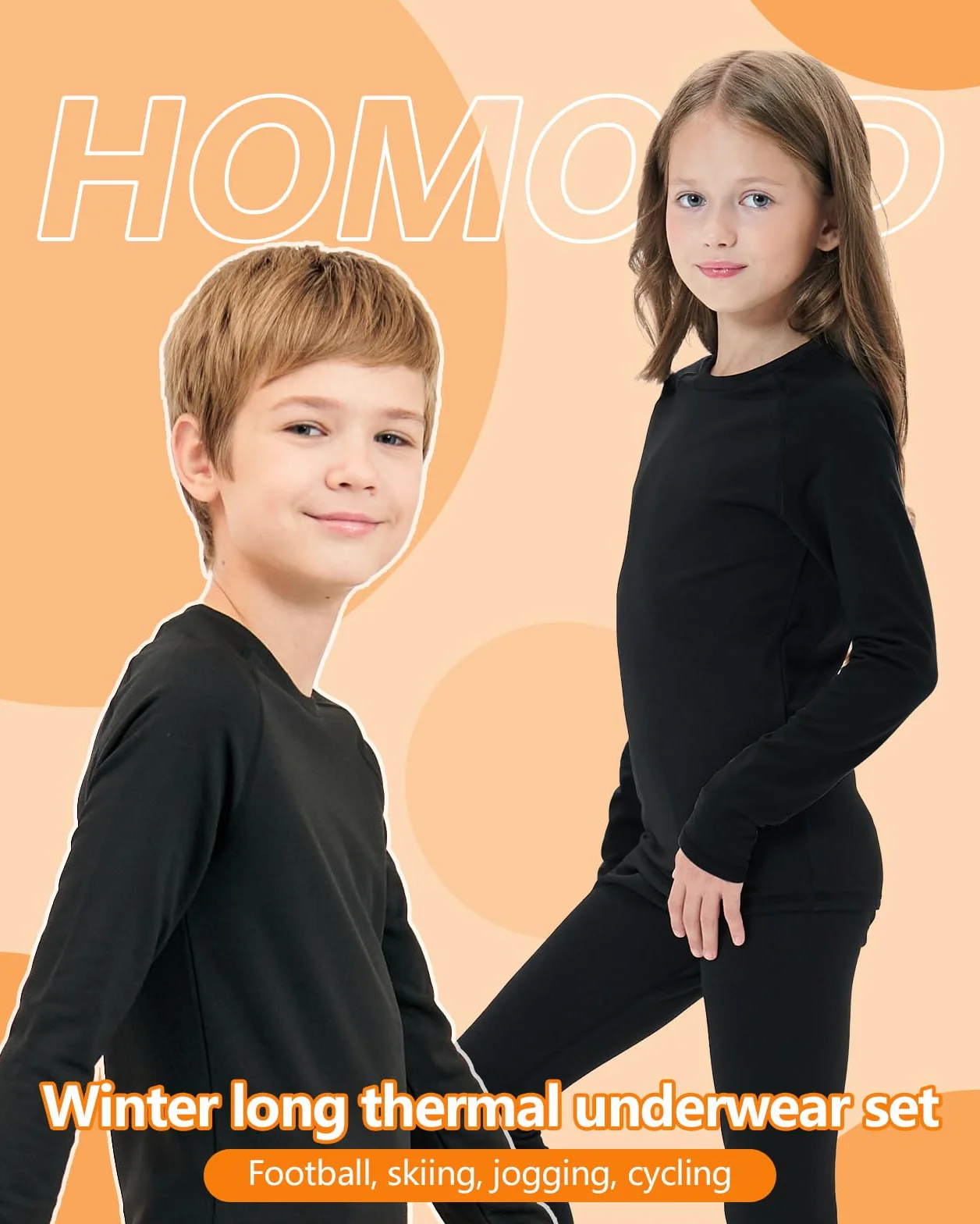 Homord Ropa Termica Niño y Niña, Conjuntos Ropa Interior Térmica Invierno Futbol - Transpirable Manga Larga Camiseta Termica y Pantalon,Termica Ropa Interior para esquí