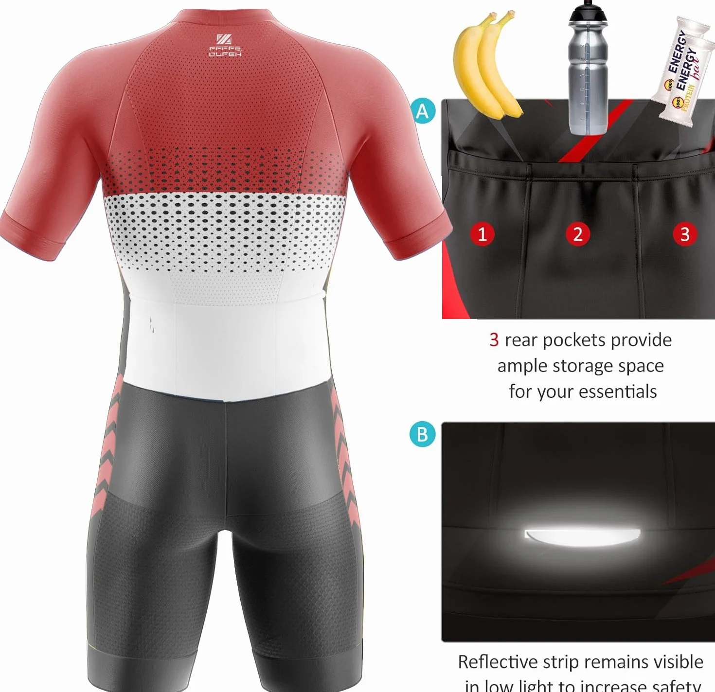 Men's Cycling Skinsuit - Trisuit Triathlon One Piece Padded Short Sleeve Suit Duathlon Running Swimming Cycling Skin Suit