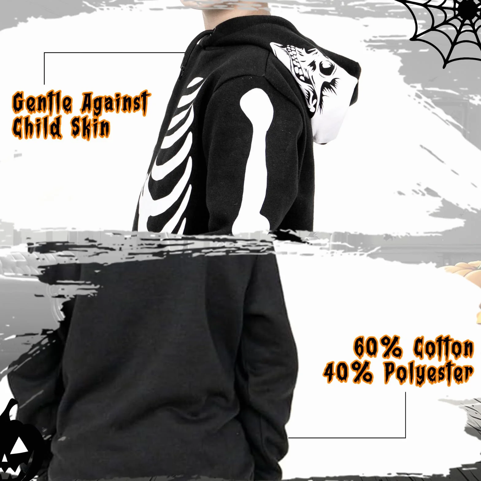 NOROZE Conjunto de chándal unisex de esqueleto de Halloween para niñas, 2 piezas, sudadera con capucha y pantalones deportivos, tallas del Reino Unido de 5 a 13 años