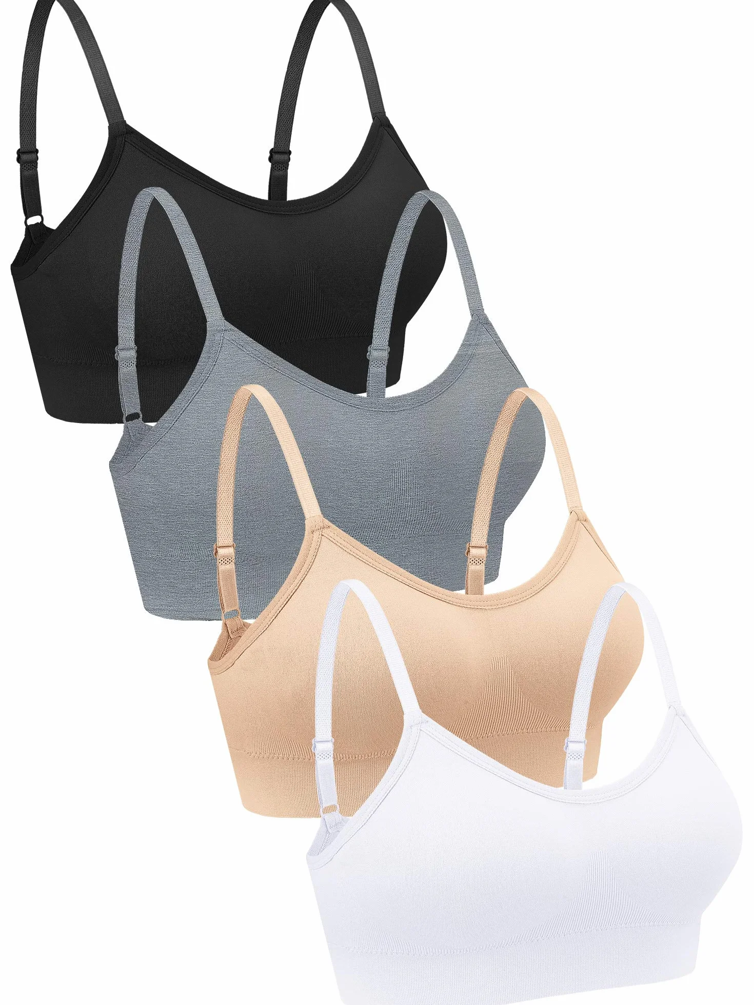 4 Piezas Bralettes con Cuello en V