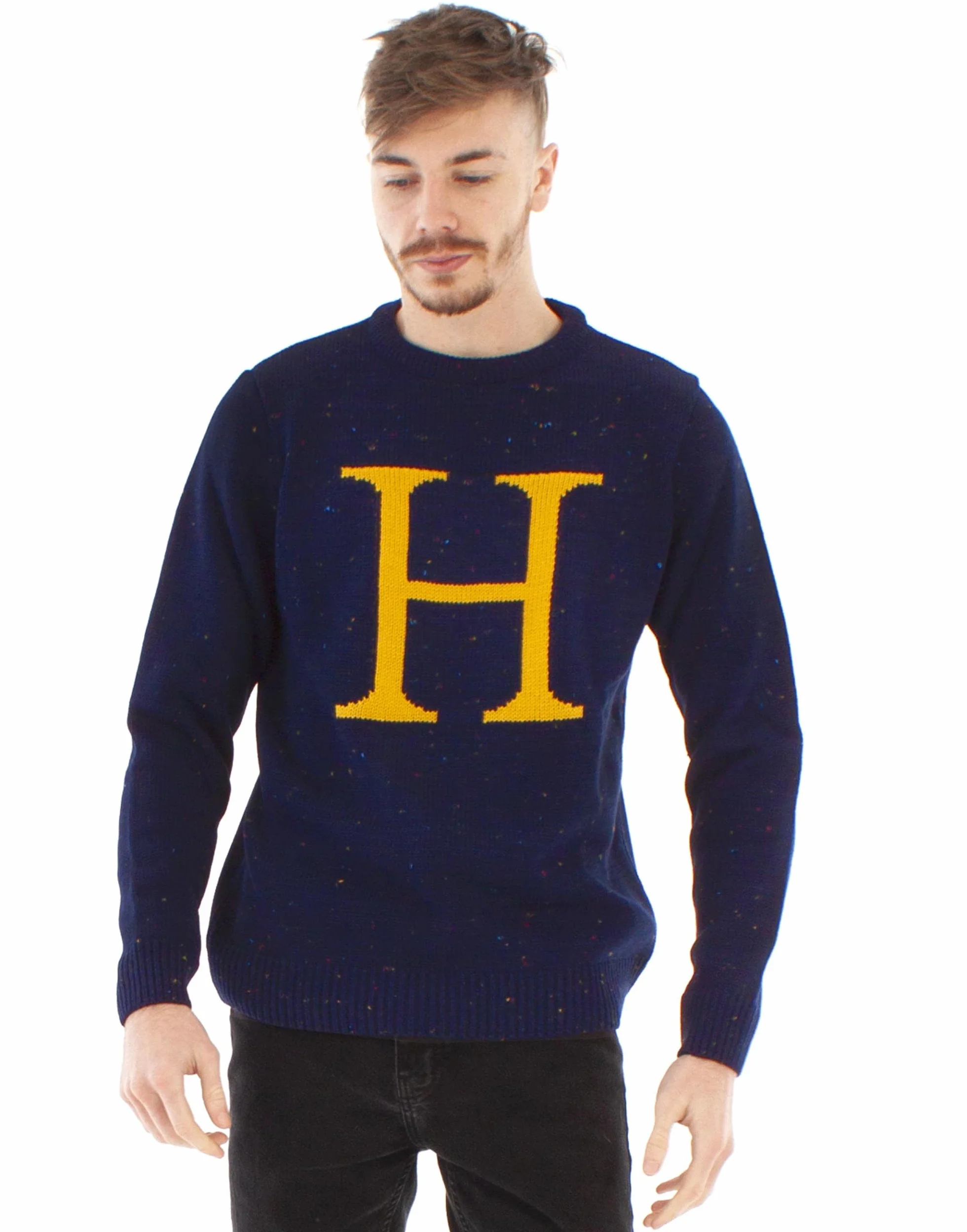 Harry Potter Jersey de Navidad Jersey Azul Unisex Tejido con Letra H de Harry