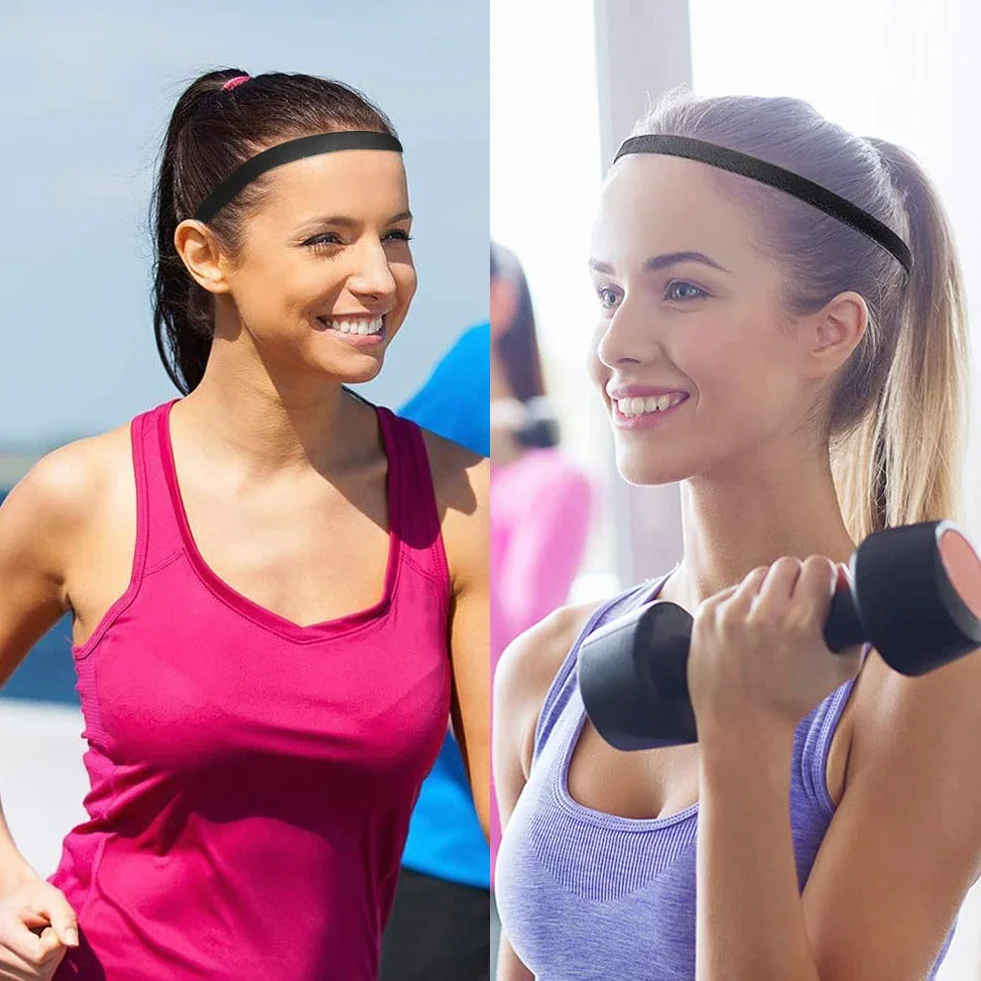 ZOCONE 8 Piezas Diadema Deportiva Elástico Antideslizante, Cinta Pelo Deporte para Hombres y Mujeres Mini Headbands Desportos para Correr, Ioga, Fitness, Basquete, Ténis, Futebol (Preto)