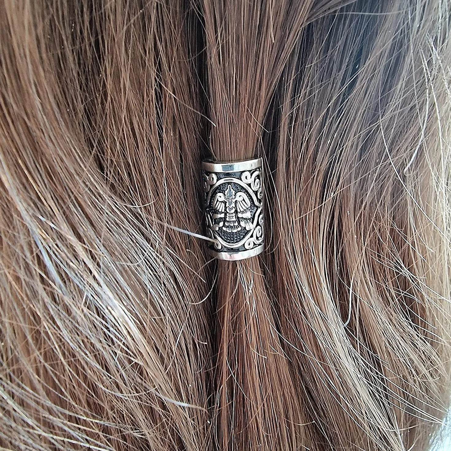 VALHALLA Wikinger Barba Perla 316L Acero Plata Acero Inoxidable Gran Apertura Cierre, extra big, Piedra preciosa, No.