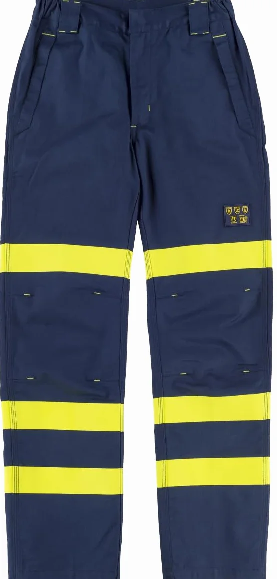 WORKTEAM B1496 Pantalón Ignífugo Antiestático Soldadura Arco Eléctrico Visibilidad Realzada Cintas Fluorescentes