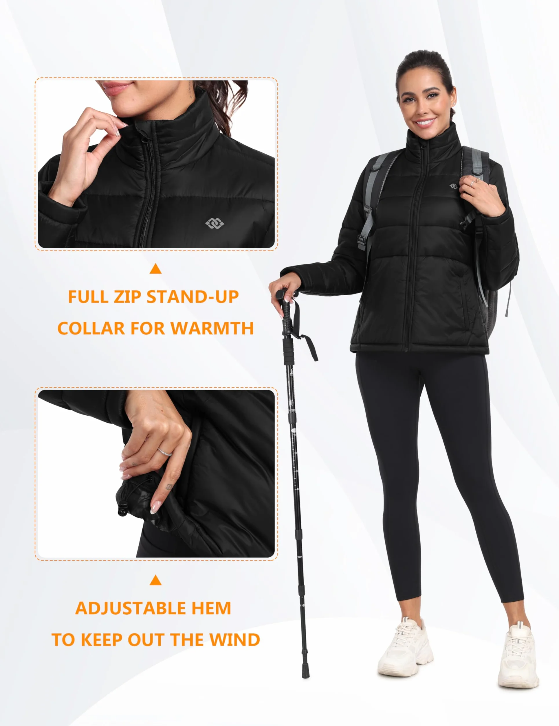 MoFiz Chaqueta de Pluma Ligero Mujer Chaqueta de Plumón Invierno Cálido Plumiferos Abrigo Antiviento con bolsillo