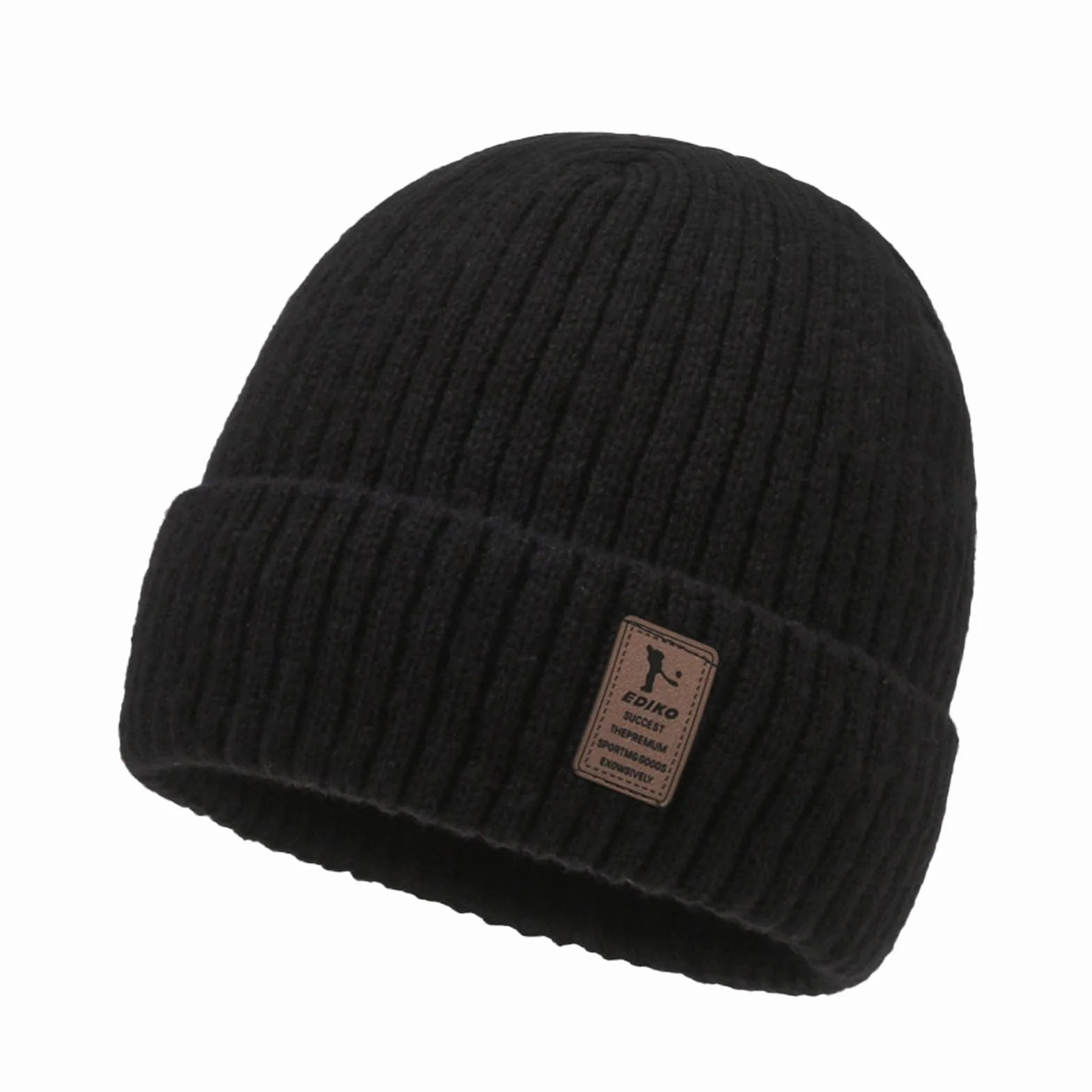 Negro Gorro de Punto Hombres y Mujeres, Invierno Termicos Gorro Beanie de Punto, Cálido Gorra de Polar, Gorros Cálidos de Invierno, Gorro de Punto Grueso