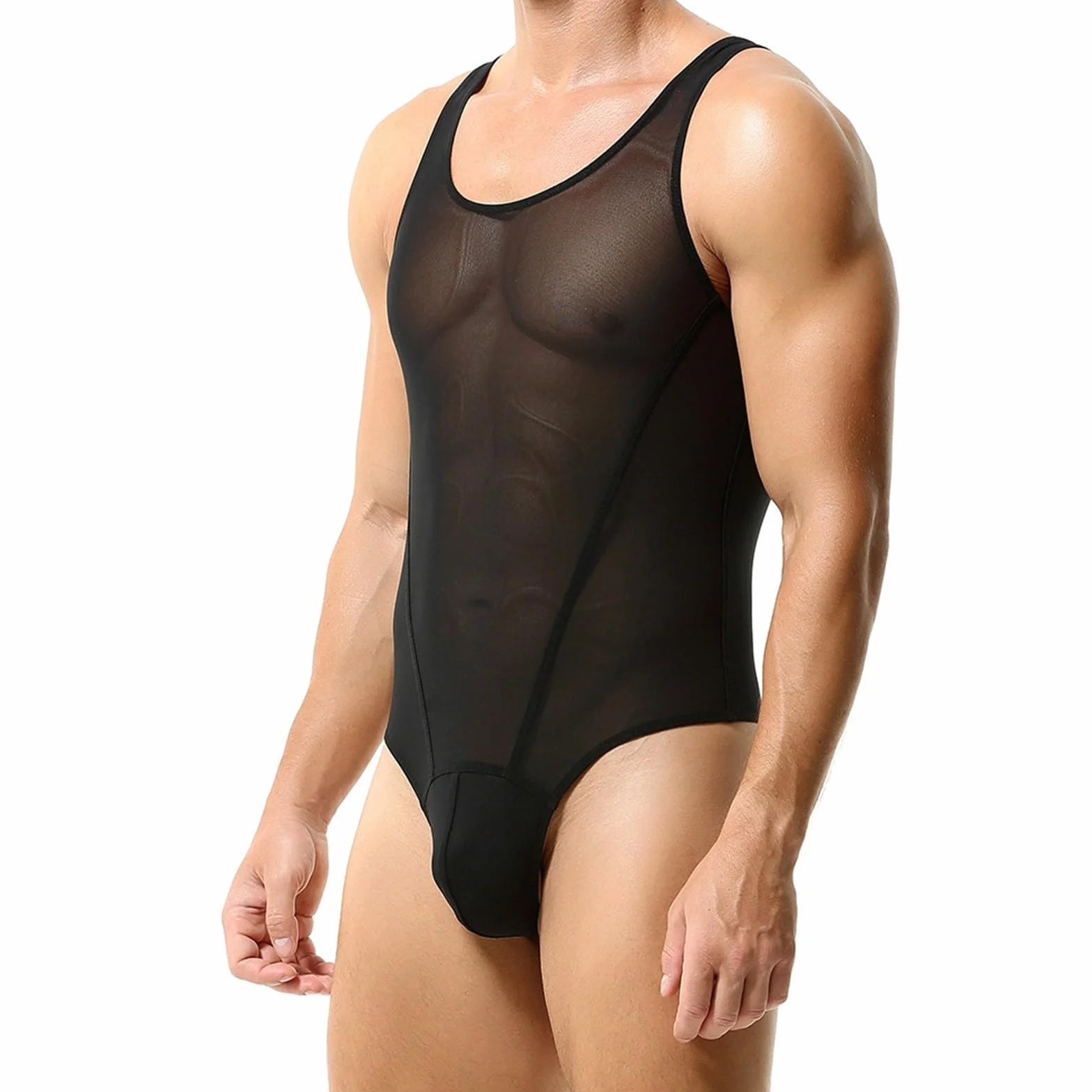 Body para hombre, mono de malla para hombre, traje de lucha libre, para fitness, natación, malla