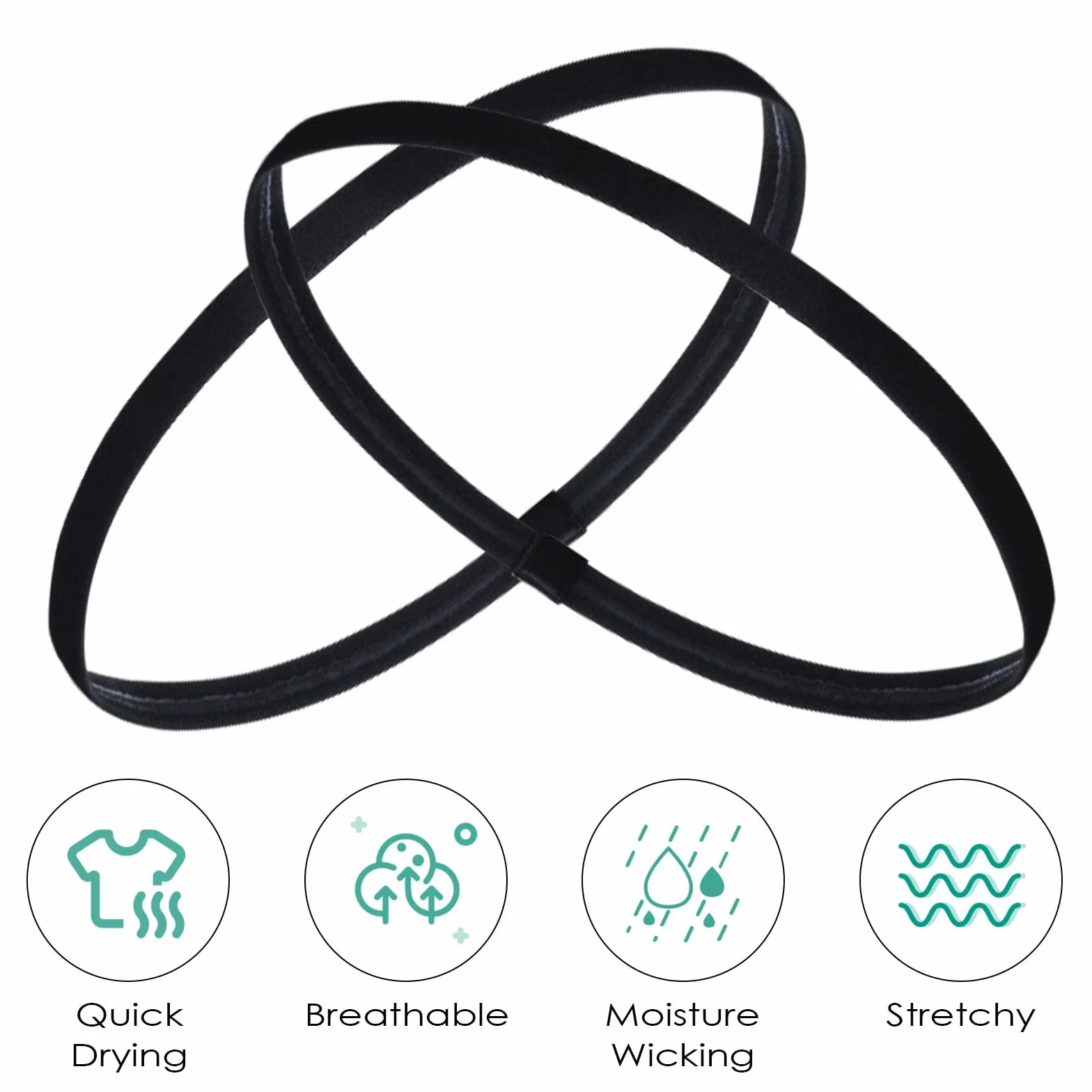 Chiluxendo 10 Piezas Cinta Pelo Deporte, Diadema Deportiva Elásticas Antideslizante, Diademas Deportivas, Cintas Headbands Banda, Bandas Hombre Mujer, para Yoga, Fitness, Correr, Ciclismo(Negro)