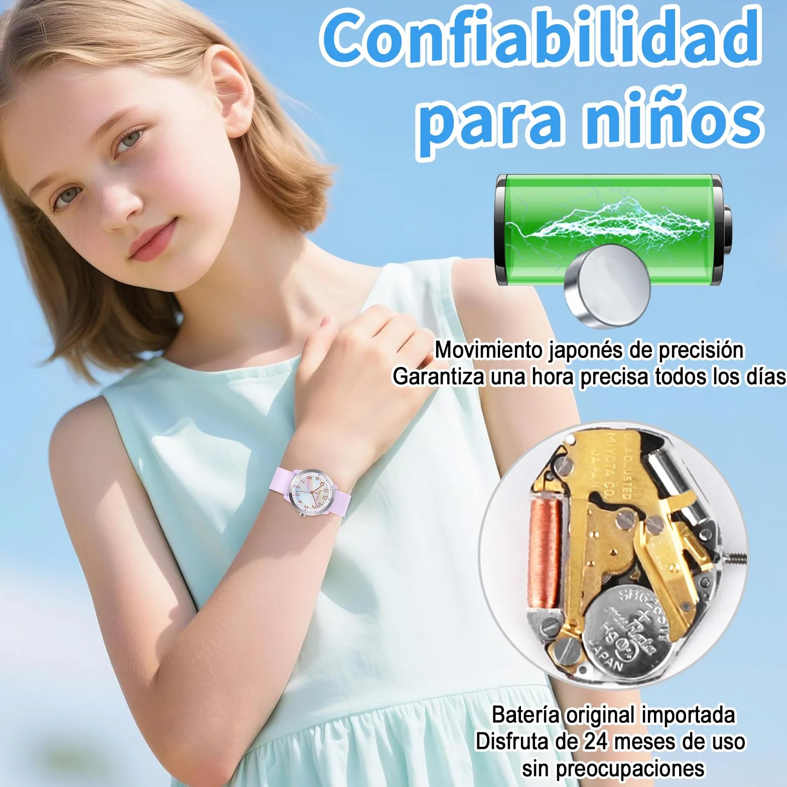 SOCICO Reloj de Pulsera Analógico para Niños Niñas, 5ATM/50M Impermeable Minimalista, Reloj de Pulsera para Niños de 8 a 18 Años Adolescentes