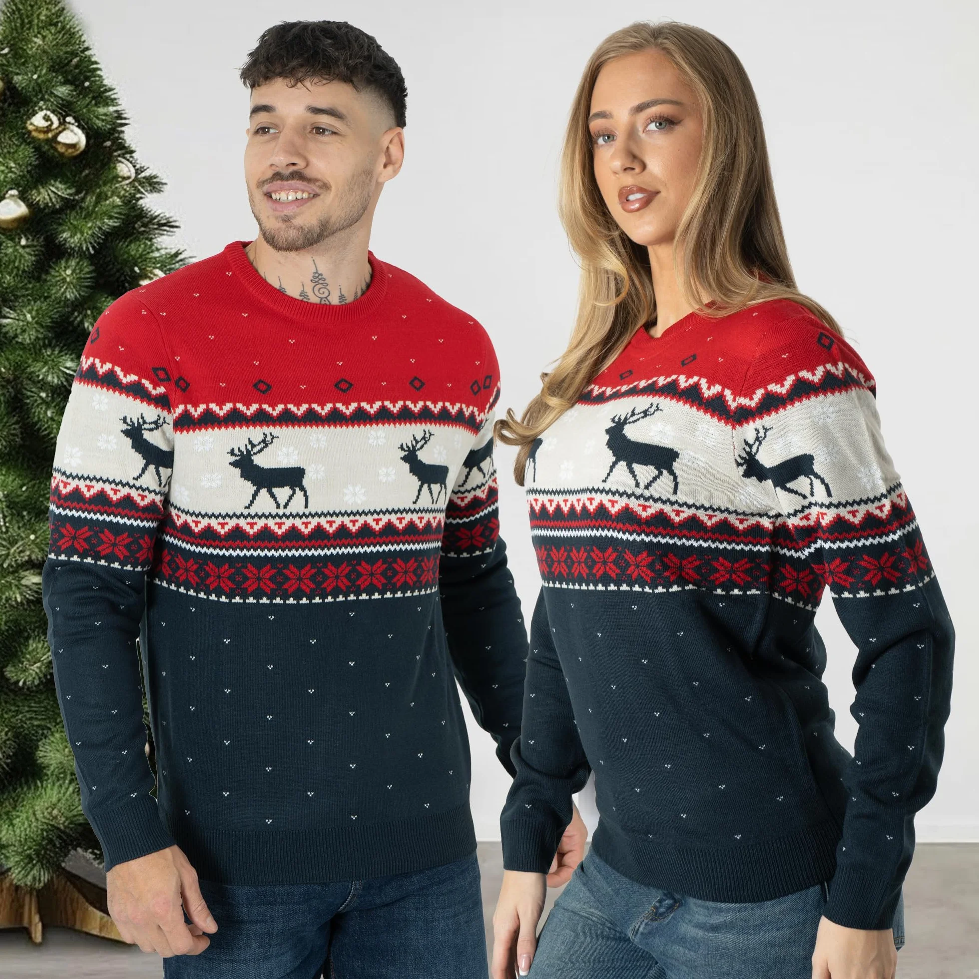 NOROZE Suéter de Navidad de Punto para Hombre y Mujer, Unisex, de Primera Calidad, de Punto Jumper Pulóver