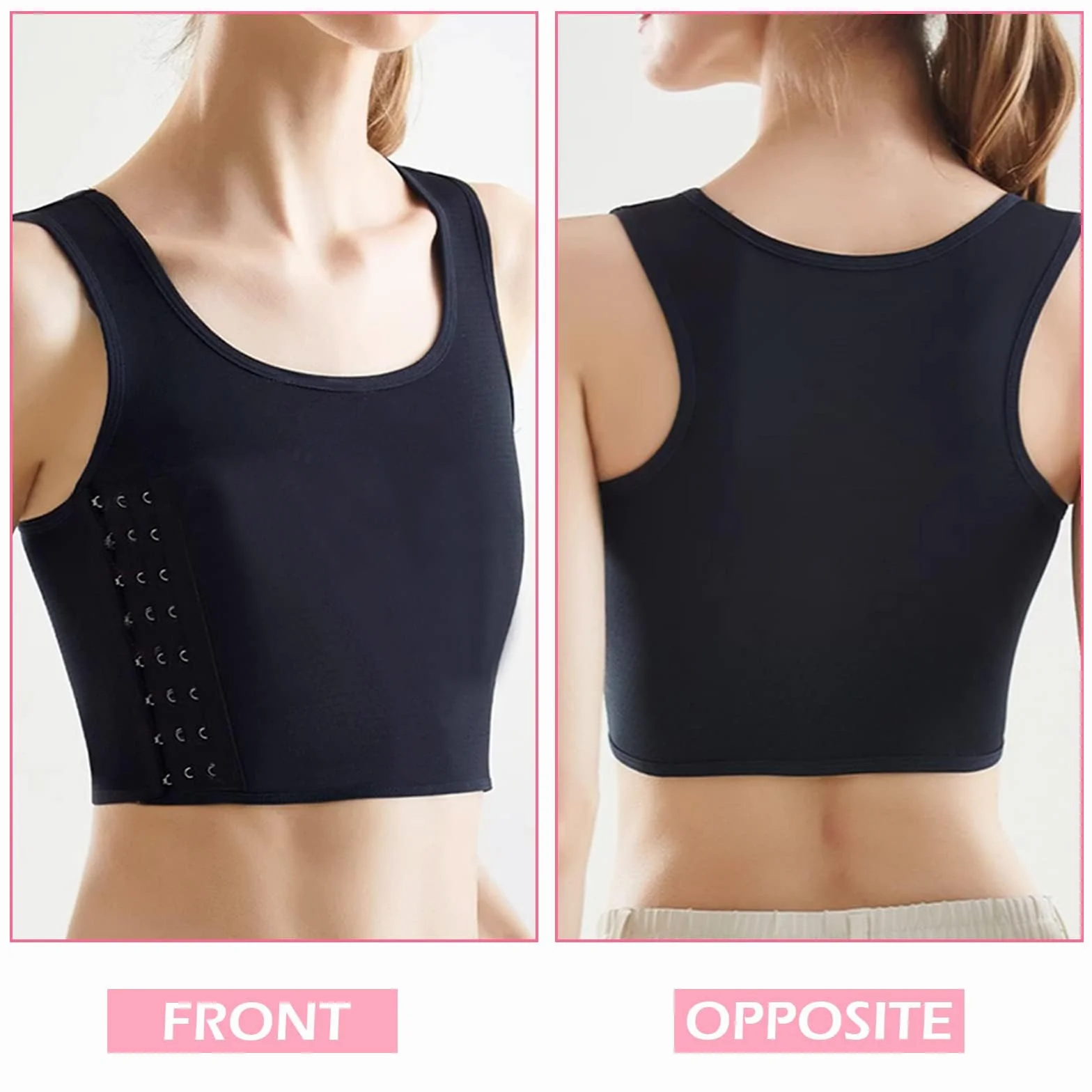 Chest Binder Trans Binder Unterwäsche Tanktops Vendage Trans Breathable Side Haken Bustier BH Damen Korsett Sport BH Tank Tops atmungsaktiv Korsetts Kurz Tomboy Kurzer Chest Binder Top für Damen