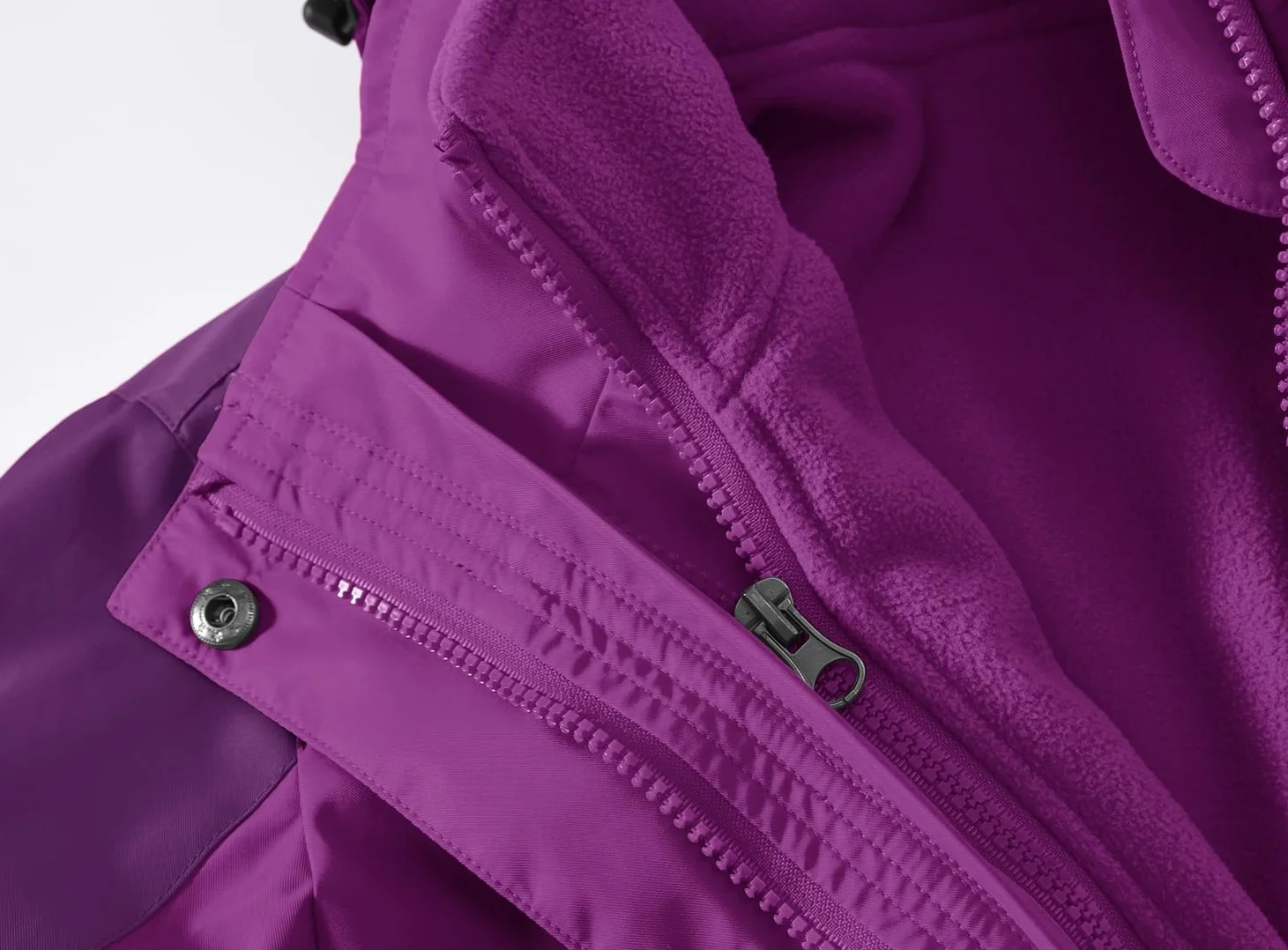 YSENTO Chaqueta de esquí 3 en 1 para mujer, chaqueta de forro polar, impermeable, resistente al viento, cálida y funcional, para exteriores, con capucha desmontable