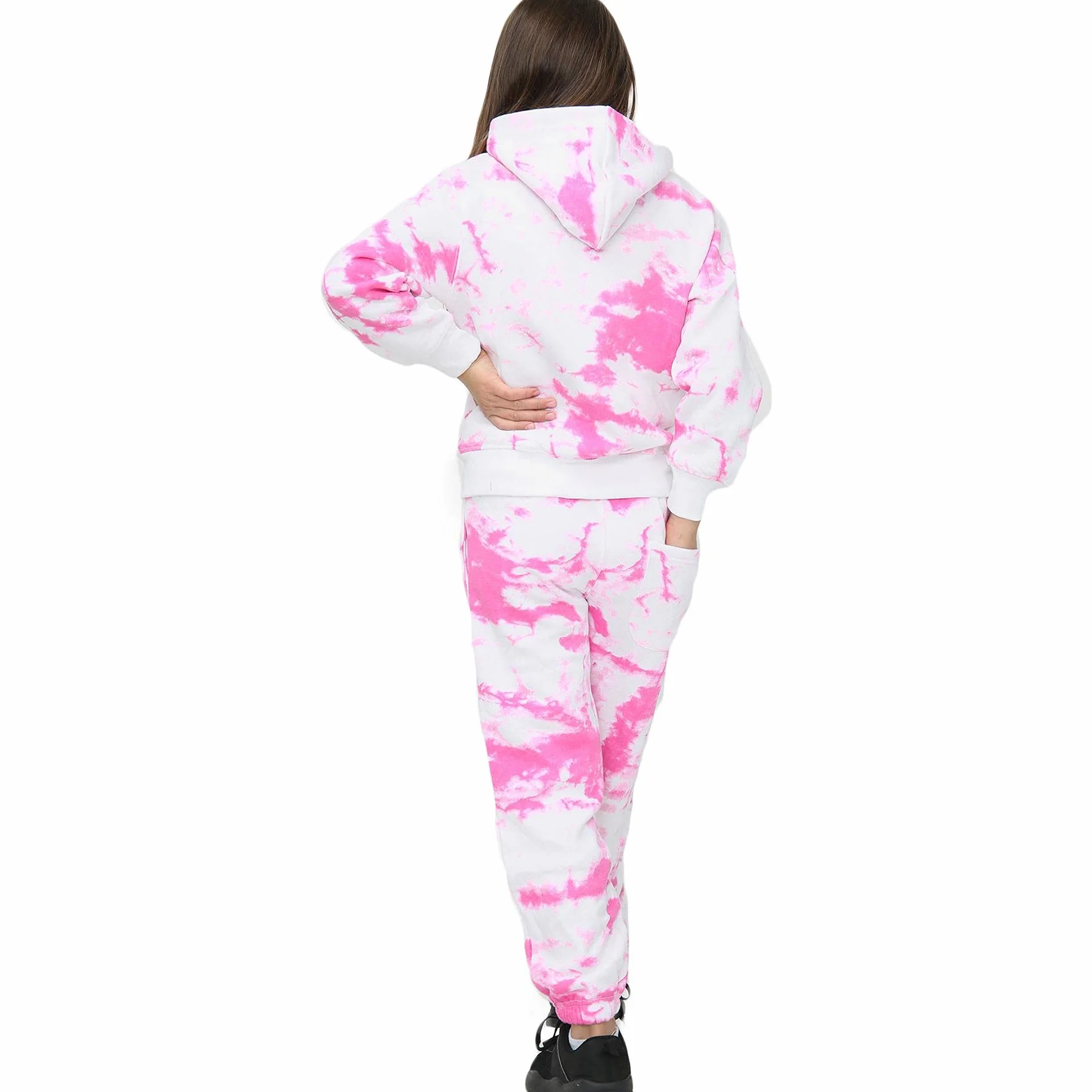 A2Z 4 Kids Chándal para niñas con estampado de teñido anudado, forro polar, naranja, con capucha y cremallera en la parte inferior, para correr de 5, 6, 7, 8, 9, 10, 11, 12, 13 años