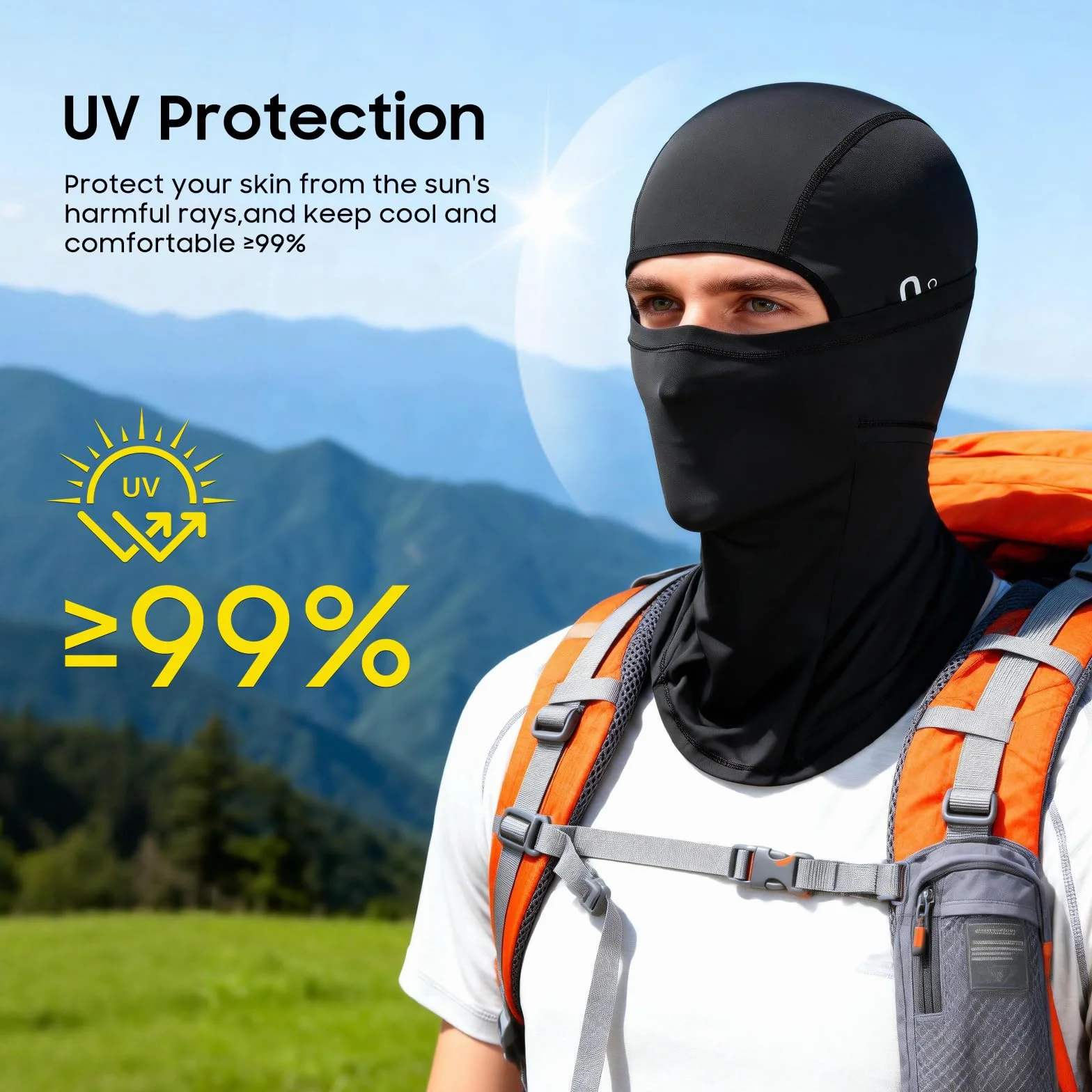 Pasamontañas Moto Verano Transpirable - Máscara Facial Ciclismo con Orificios para Gafas, Protección UV Antiviento para Senderismo Pesca