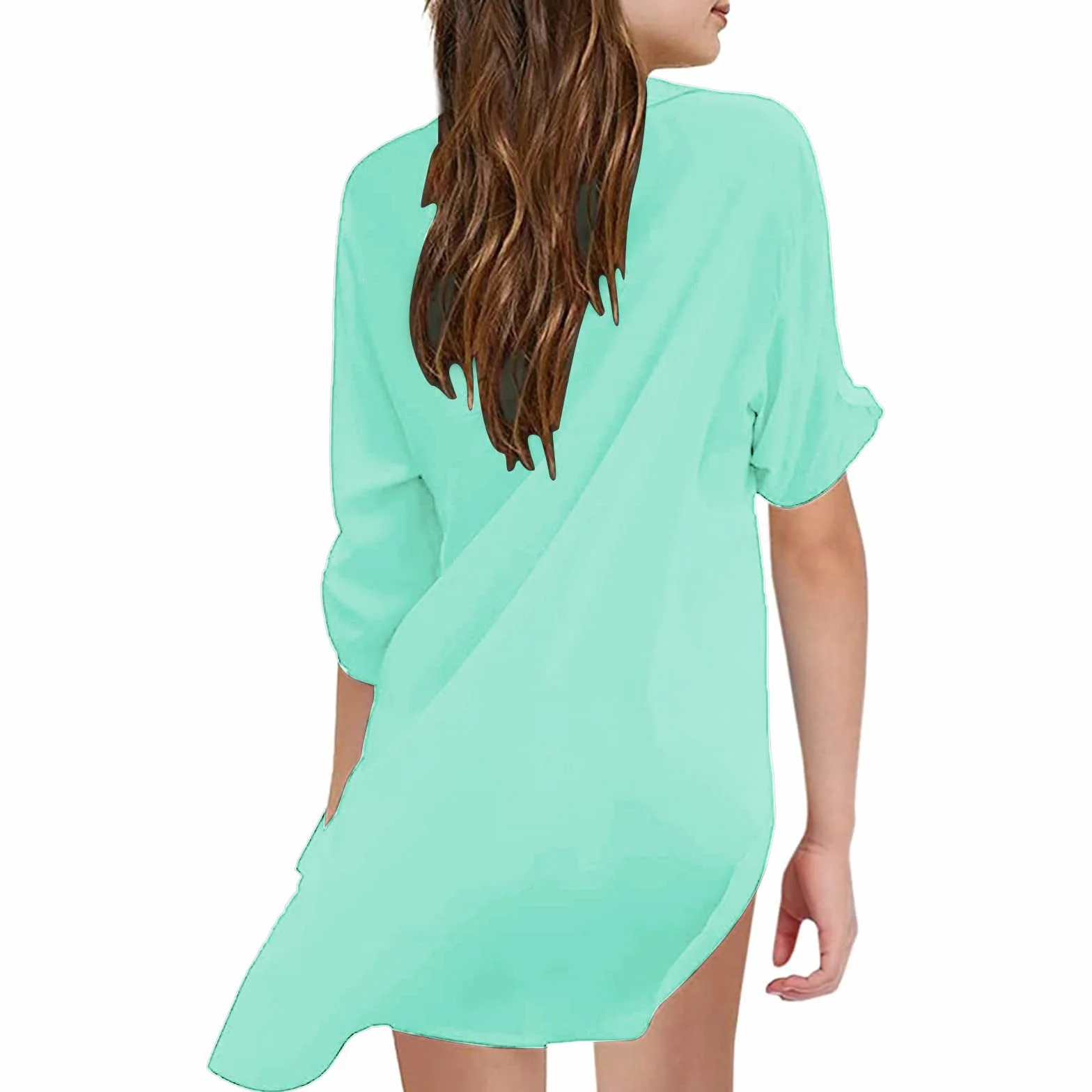 Faldas Niñas a Cuadros Traje de Baño Infantil para Niñas Niñas Cubierta de Playa para Niñas Camisa de Gasa Bikini Traje de Baño Vestido de Playa Encubrimiento de Natación Elegante