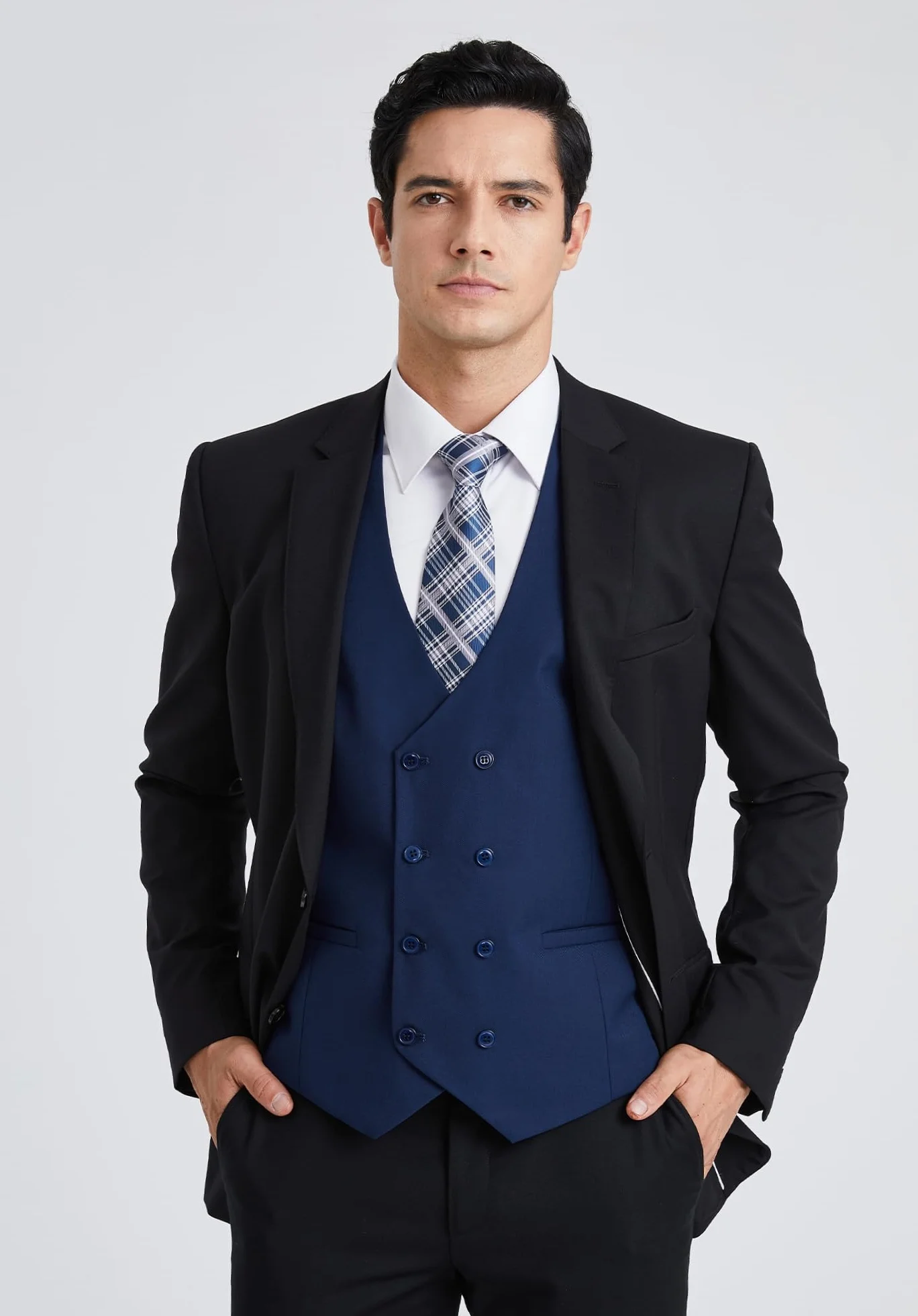 Enlision Chaleco de hombre de Doble Botonadura con Cuello en V Slim Fit Traje Chaleco Casual Formal Business Vestido Chaleco