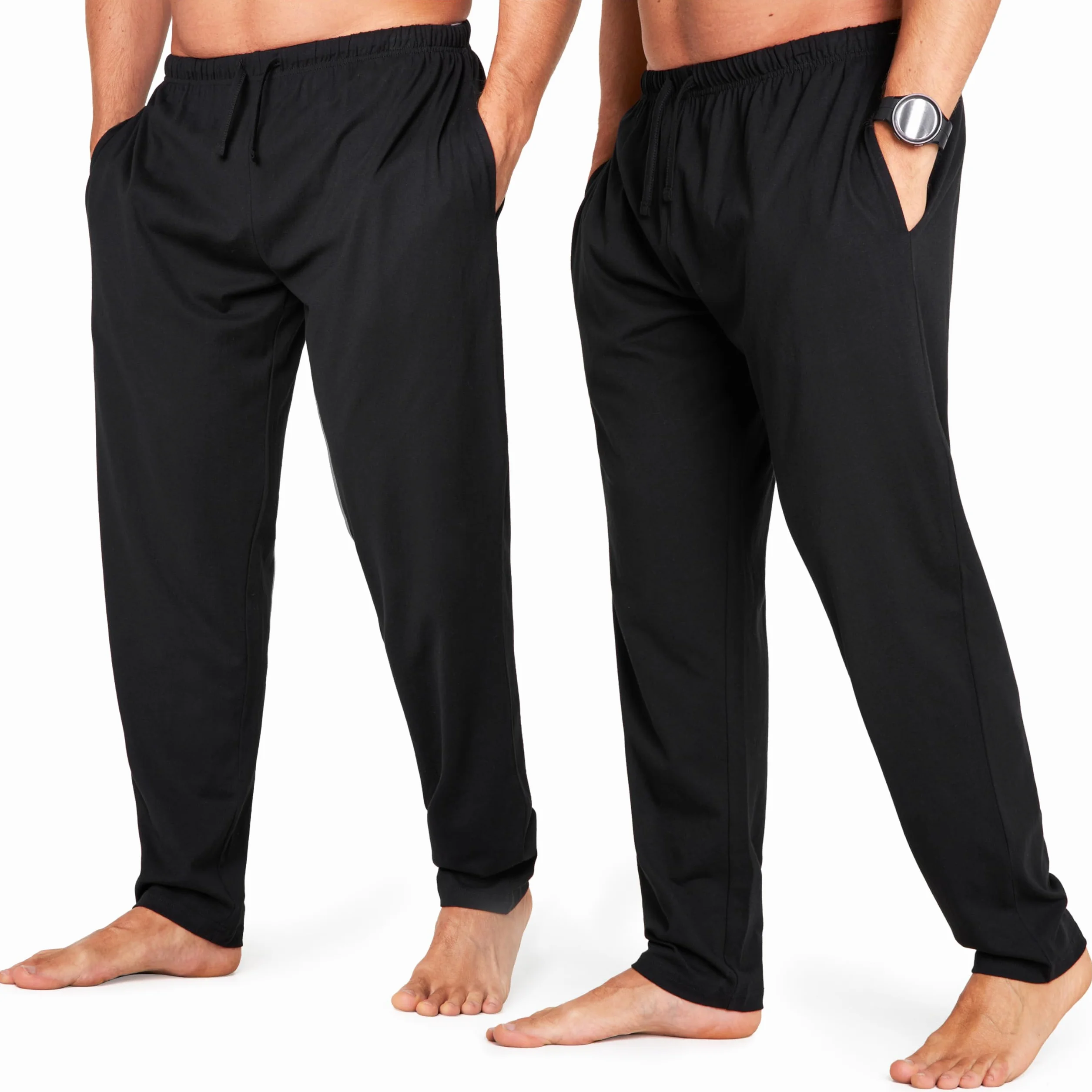 CityComfort Largo Pantalon Pijama con Bolsillos para Hombre, Pack de 2
