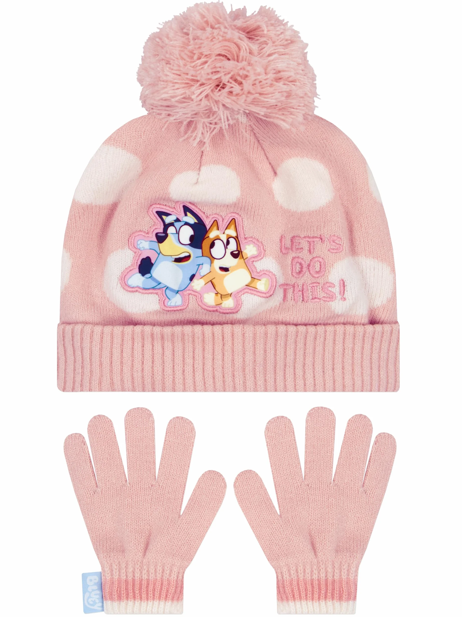 Bluey Gorra Bingo | Guantes Niña Invierno | Gorro Y Guantes | One Size Rosa