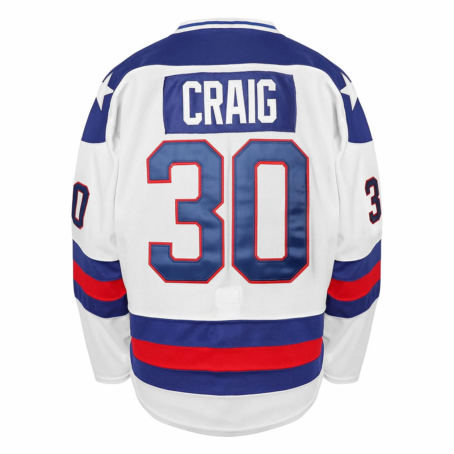 1980 Olympic Team USA Hockey 17 Jack O'Callahan 21 Mike Eruzione 30 Jim Craig Miracle On Ice USA Hockey Jersey de hockey - Blanco - XX-Large