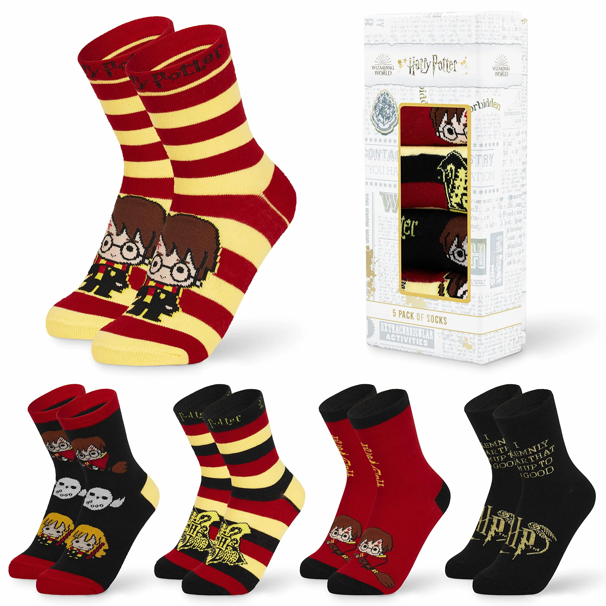 Harry Potter Calcetines Mujer y Adolescente 35-41, Pack 5 Pares de Calcetines Divertidos Transpirables, Hogwarts Ideas de Regalos