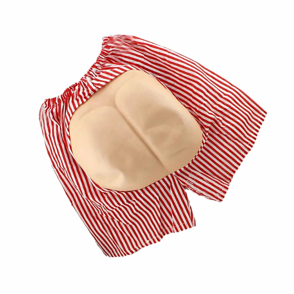 Pantalones cortos divertidos con trasero falso rojo expuesto, disfraz de parodia para fiesta de máscaras, pantalones cortos de playa con trasero abierto, juguetes complicados para despedida de soltero