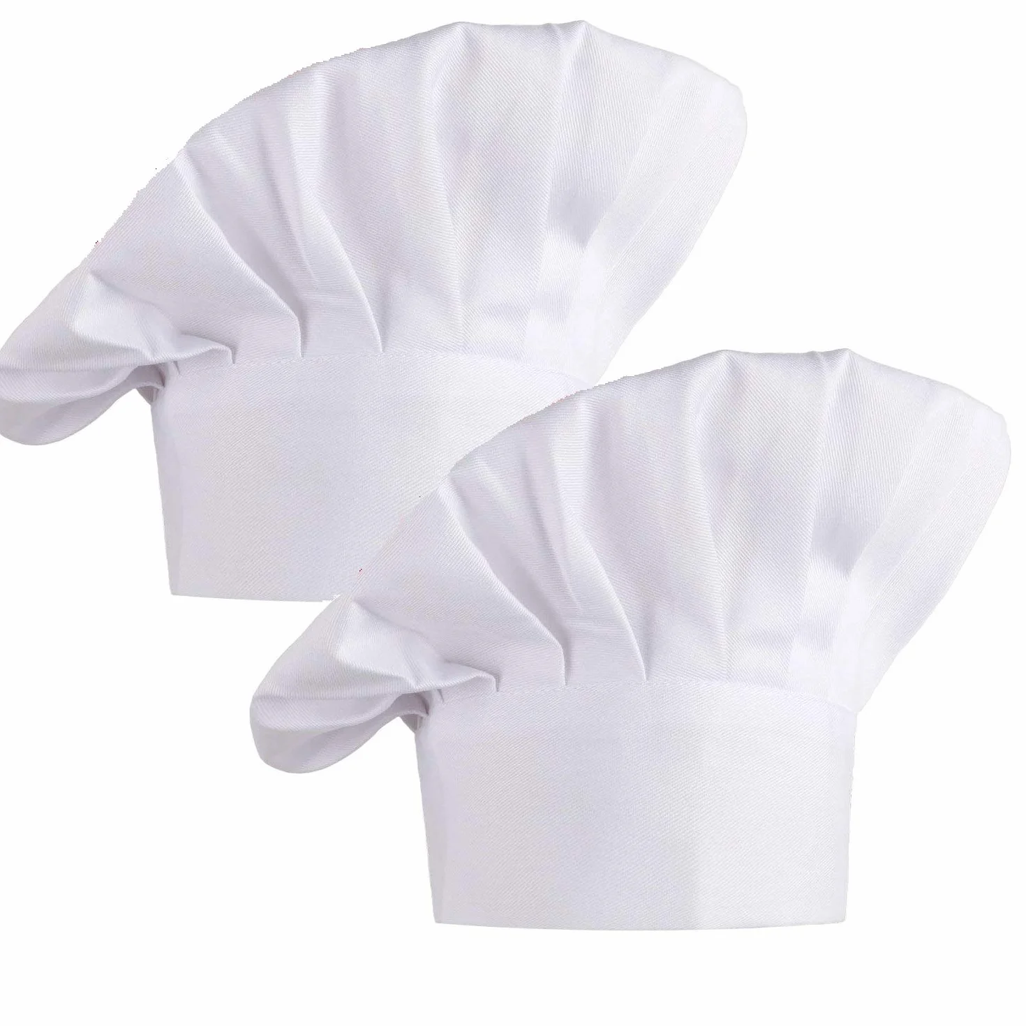 KBNIAN Gorro Cocinero, 2 Piezas de Gorro de Chef Ajustable con Goma Elástica Sombrero de Chef de Algodón Sombrero de Cocinero Gorro de Panadero Gorro para Cocina Restaurante Hotel (Blanco)