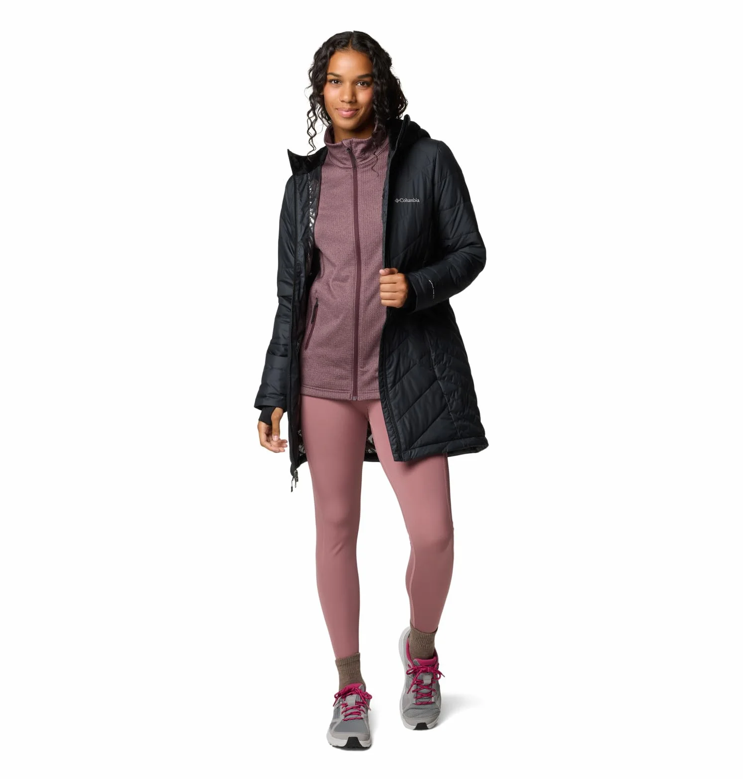 Columbia Heavenly Long Hooded Jacket, Chaqueta Acolchada Con Capucha para Mujer