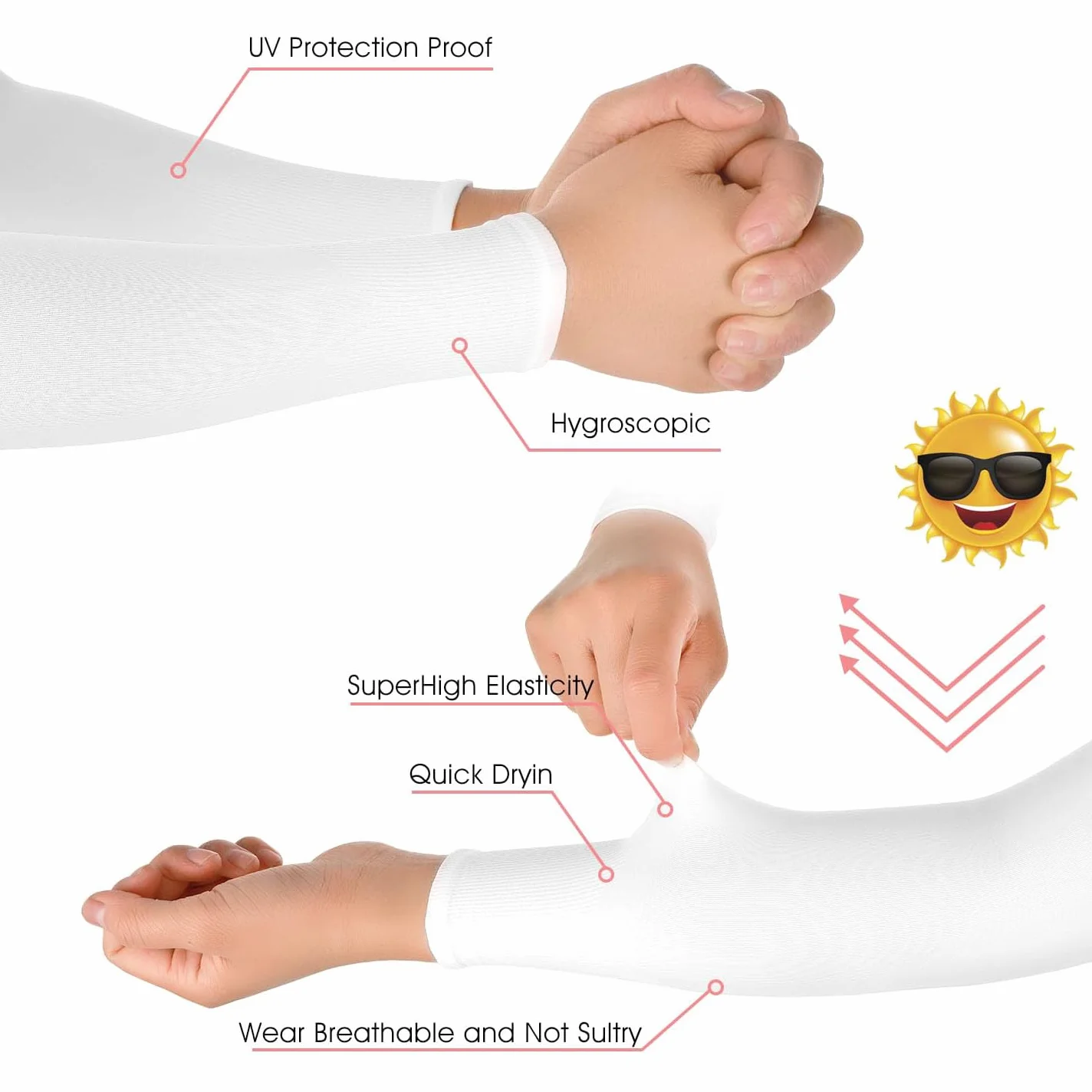Mangas de Brazos para Niños,2 Pares Mangas Enfriamiento de Protección Manga Protectora Solar Transpirable Anti UV Manguitos Ciclismo Running Compresión para Niños Niñas