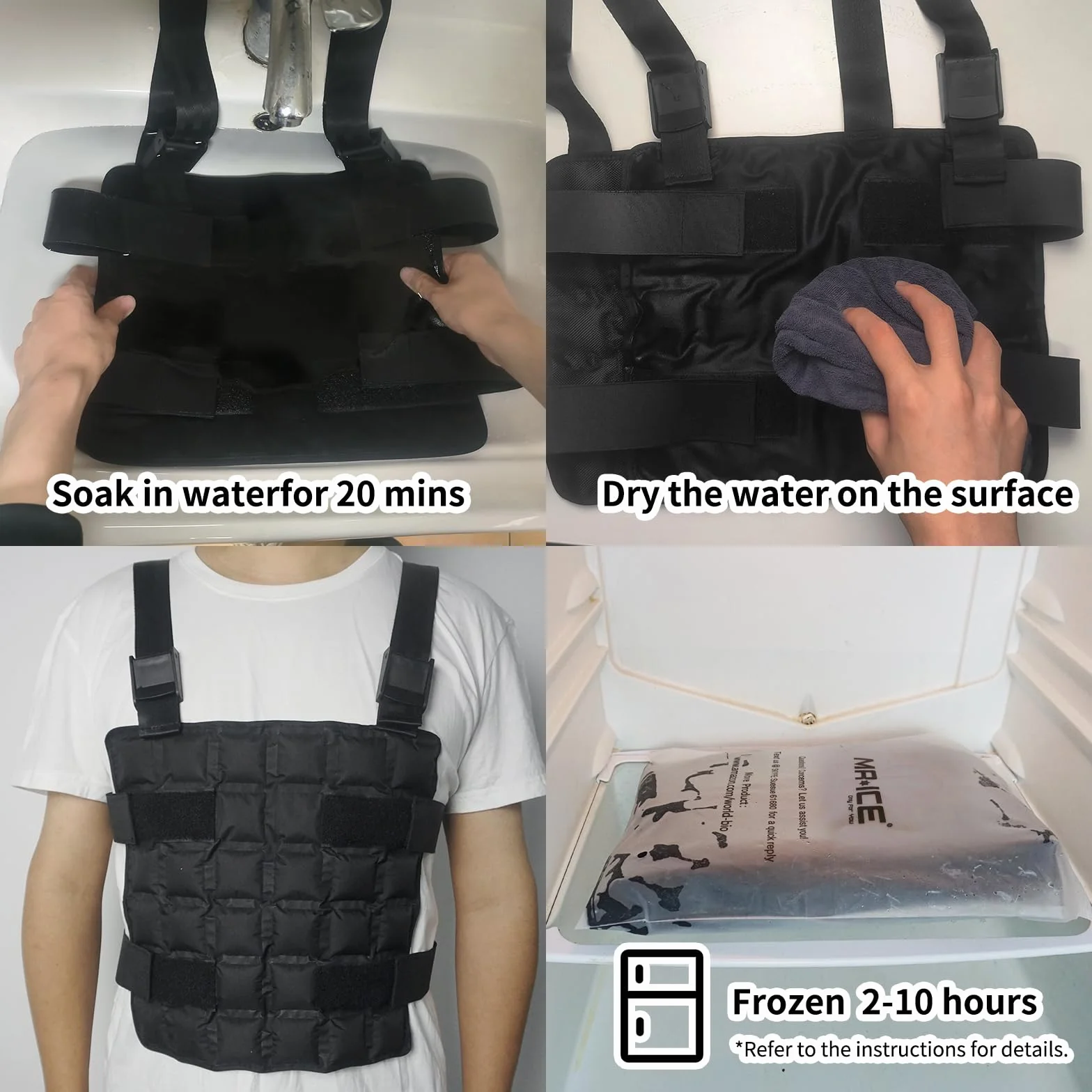 Chaleco refrigerante para adultos, hombres y mujeres en climas cálidos, chaleco con bolsa de hielo para ciclismo, pesca, cocina, jardinería, trabajo al aire libre