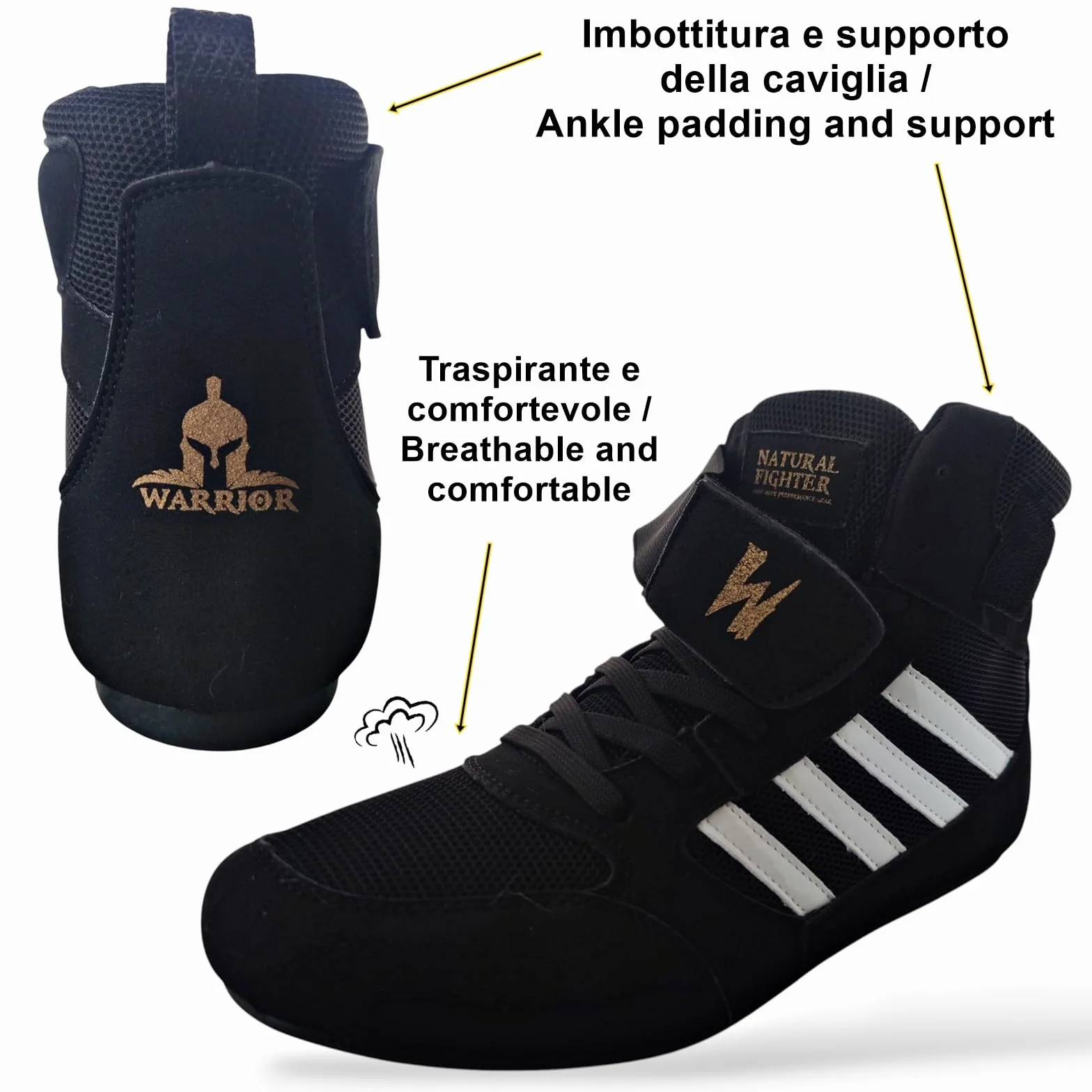 Zapatos de Boxeo Fitness Lucha Libre MMA Ligero Flexible de Cuero Vegano Boxing Shoes