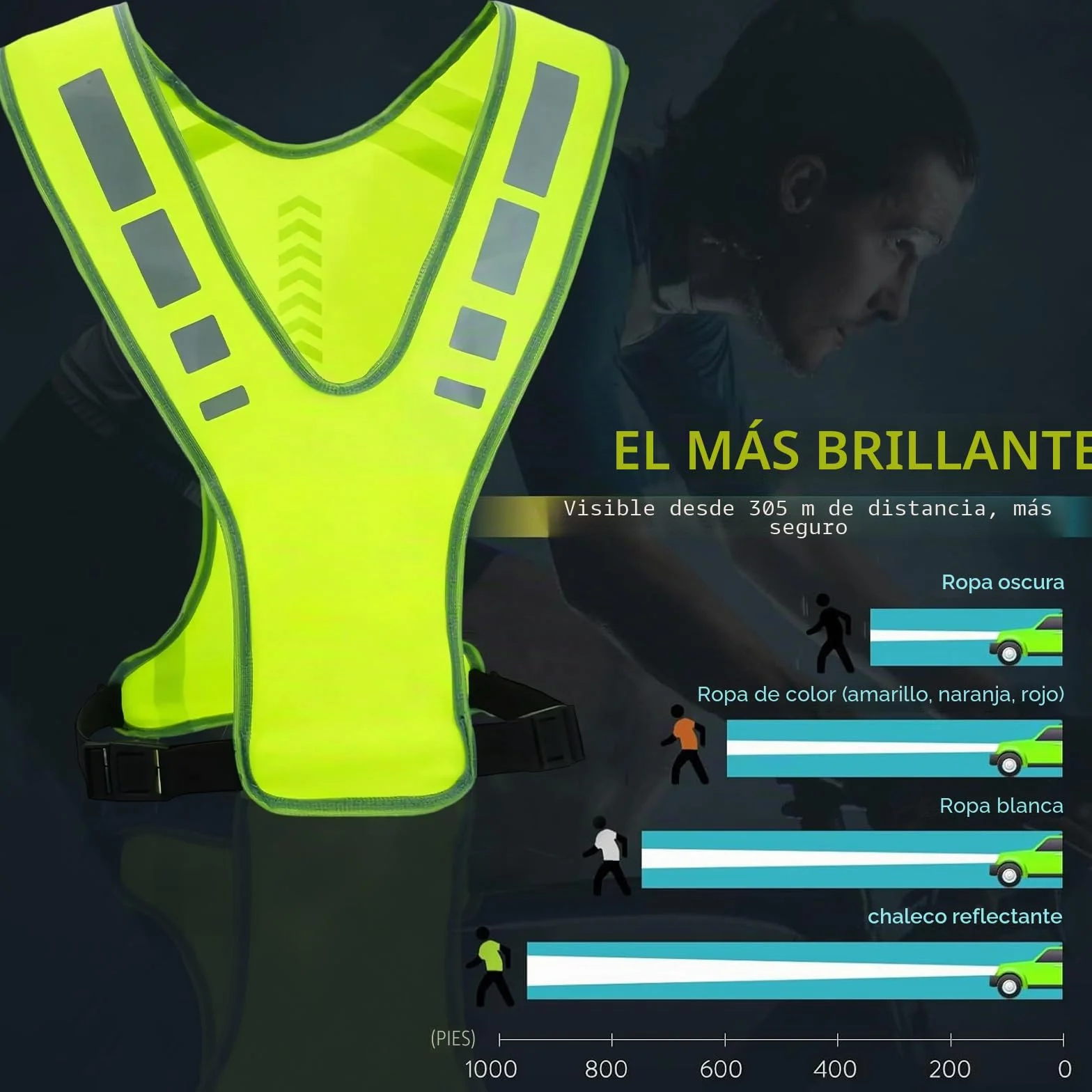Chaleco Hombre Chaleco Reflectante Accesorios Patinete Electrico Accesorios Bicicleta Chaleco Hombre Reflectante Ajustable Ropa Reflectora Caminar Hombres y Mujeres Ajustable