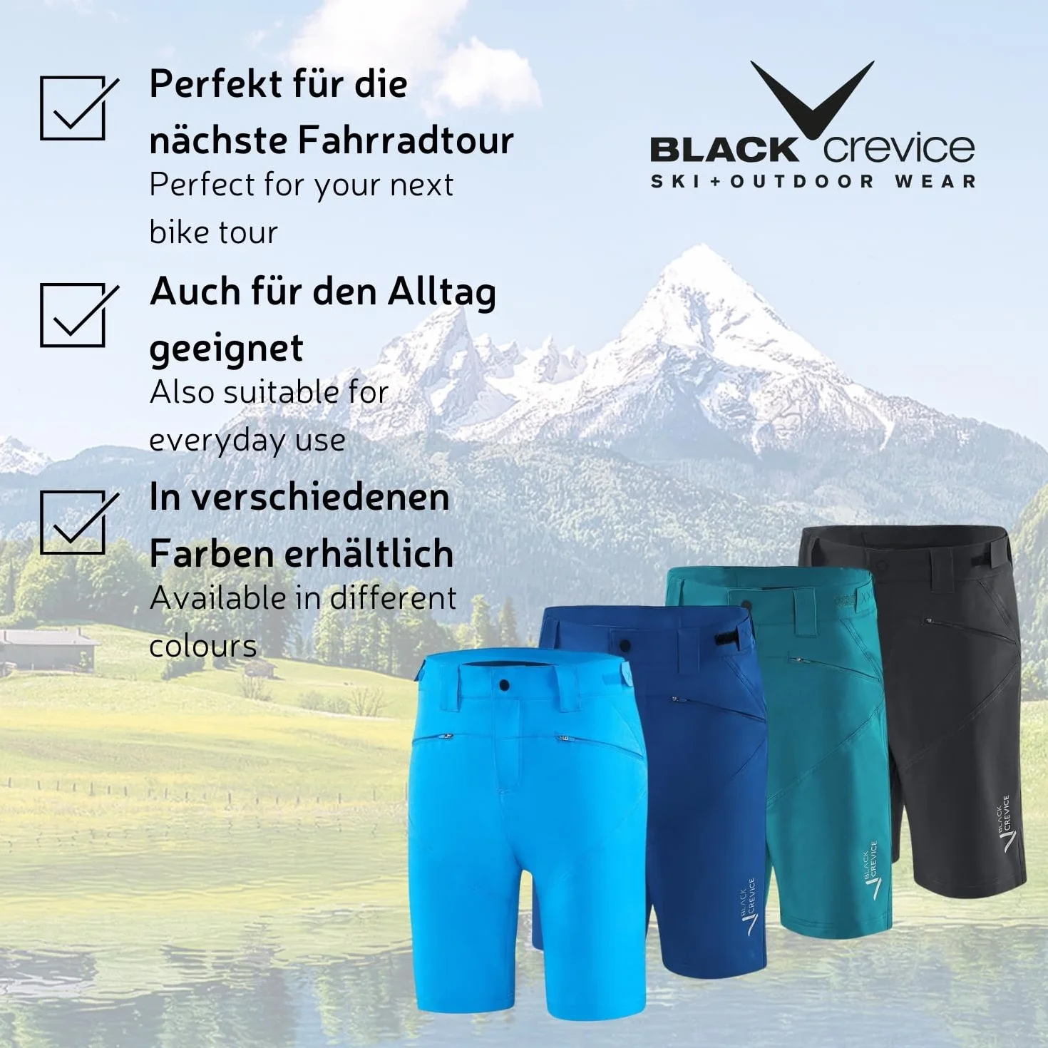 Black Crevice Pantalón de MTB para Hombre I Tallas I pantalón de Ciclismo para Hombre Resistente y Transpirable I pantalón de MTB con Forro Interior y Acolchado