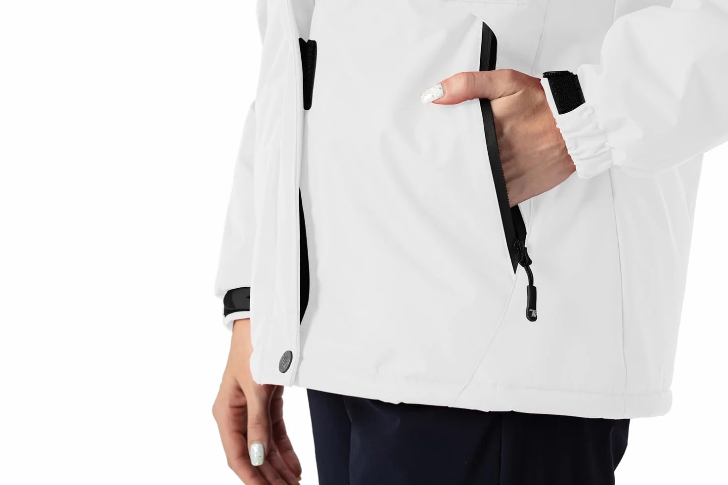 YSENTO Chaqueta de invierno para mujer, resistente al agua, chaqueta de esquí para exteriores, chaqueta de forro polar, chaqueta funcional con capucha desmontable