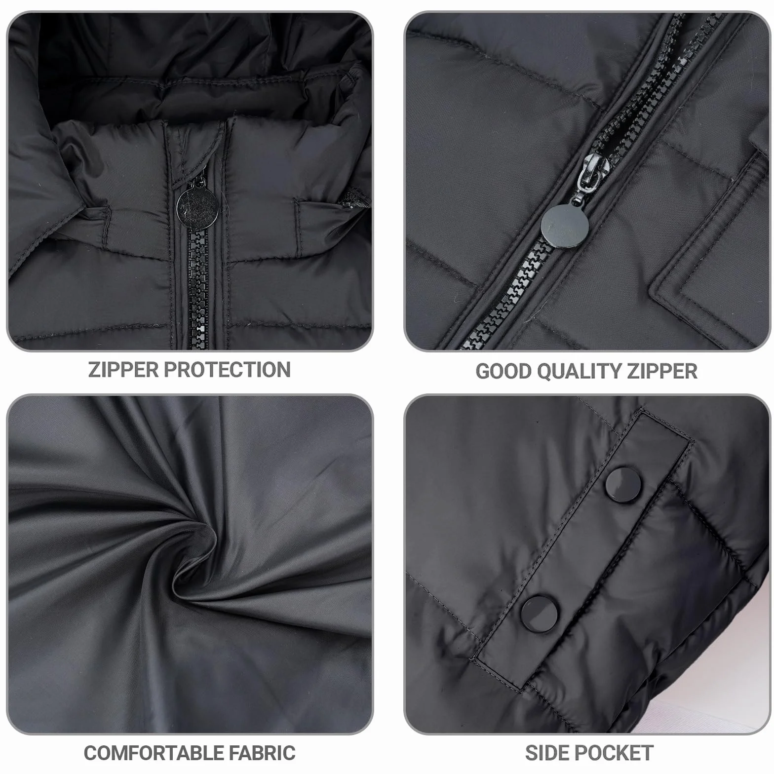 Niño Niña Conjunto de Esquí, Chaqueta con Capucha + Pantalón de Esquí Impermeable Traje de Nieve 2 Piezas Traje de Esquí Abrigos de Pluma Pantalones de nieve Pantalones de Babero, Negro 4-5 Años