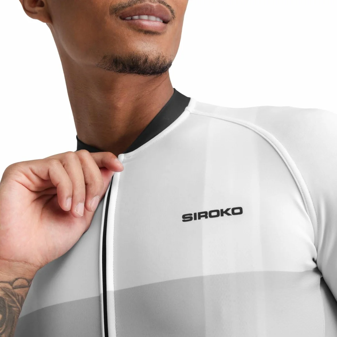 SIROKO - Maillot para Ciclismo M2 Granfondo - L - Blanco/Gris