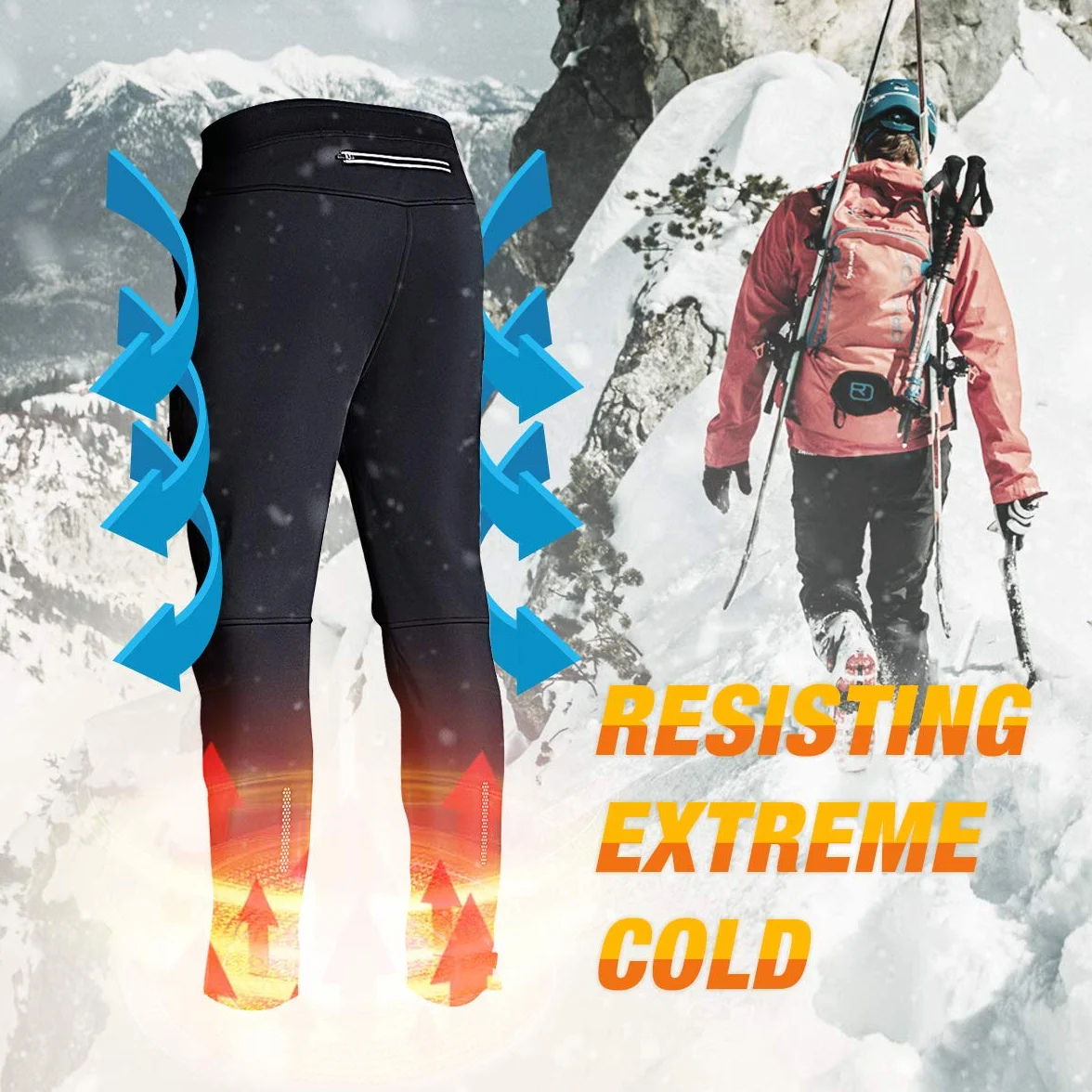 Souke Sports Pantalones Ciclismo Hombre Invierno Pantalones Largos Térmico Pantalón Chándal para Fitness, Camping, Escalada, Correr y Esquiar